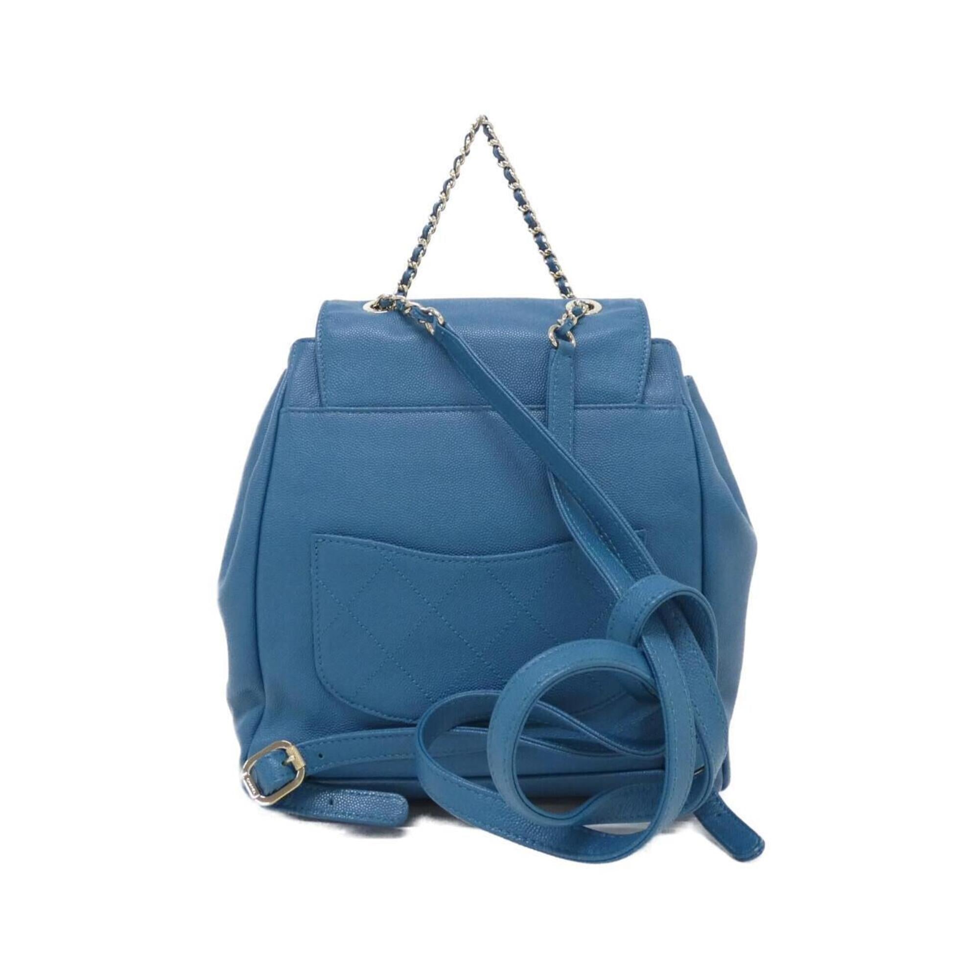 Chanel Blue Grained Calfskin Backpack (Pre-Owned)