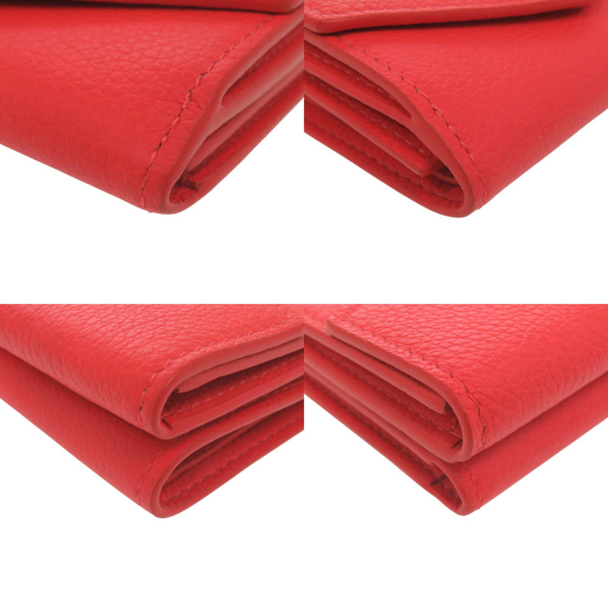 Louis Vuitton Red Color Leather Wallet (Tri-Fold) (Pre-Owned)