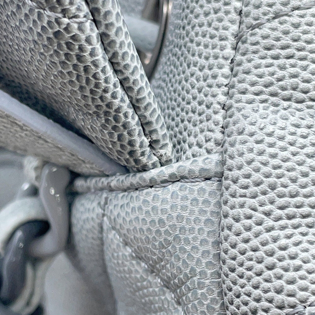 Chanel Gray Grained Calfskin Handbag (Pre-Owned)