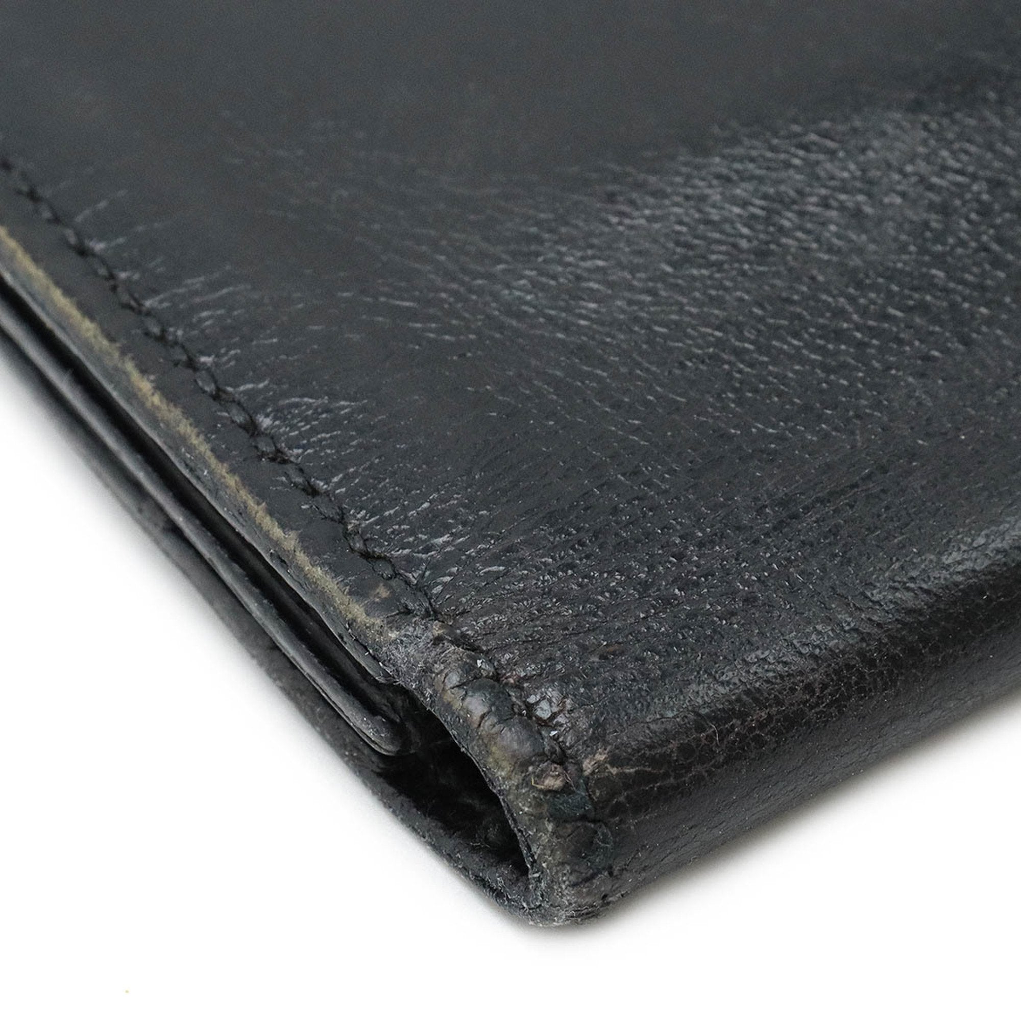 Hermes Black Box Calf Leather Long Bill Wallet (Bi-Fold) (Pre-Owned)
