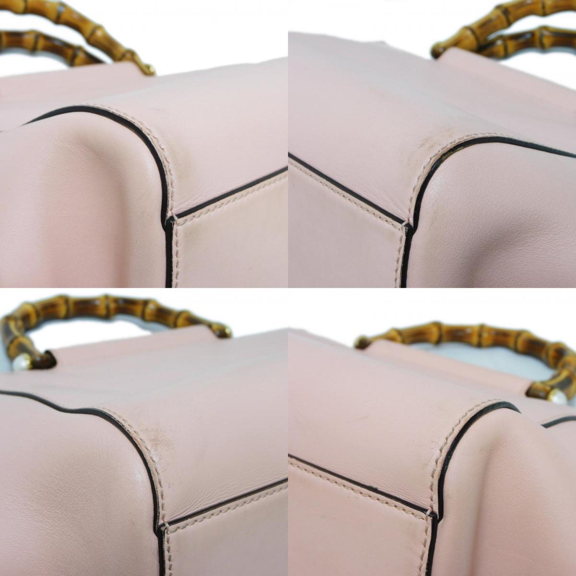 Gucci Light Pink Bamboo Leather Handbag (Pre-Owned)