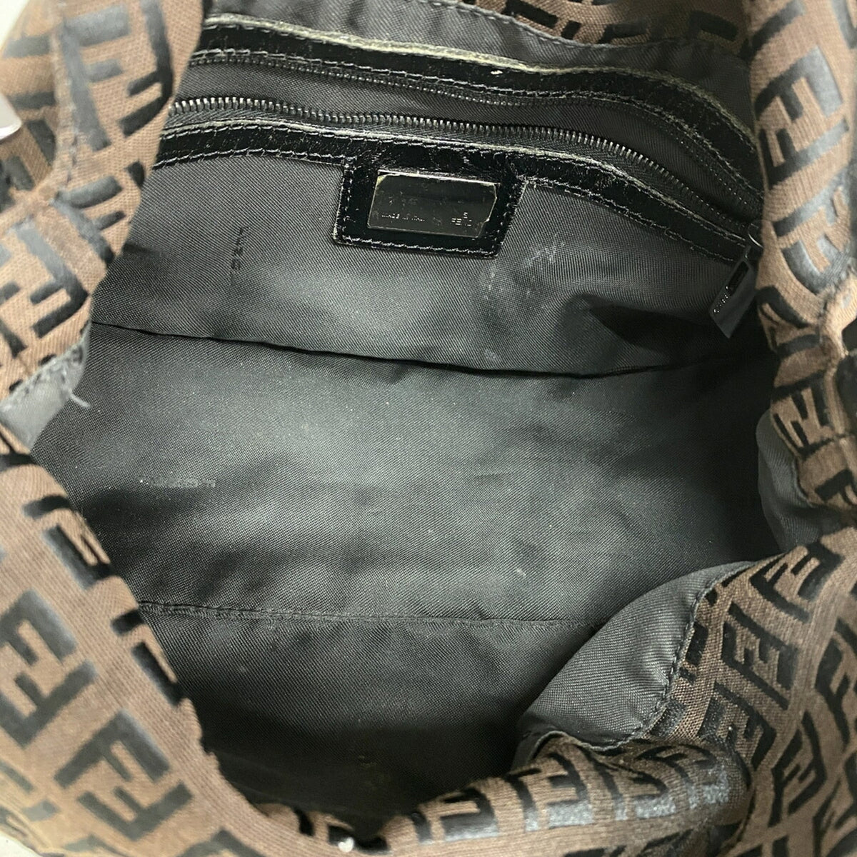 Fendi Black Brown Nylon Canvas Handbag (Pre-Owned)