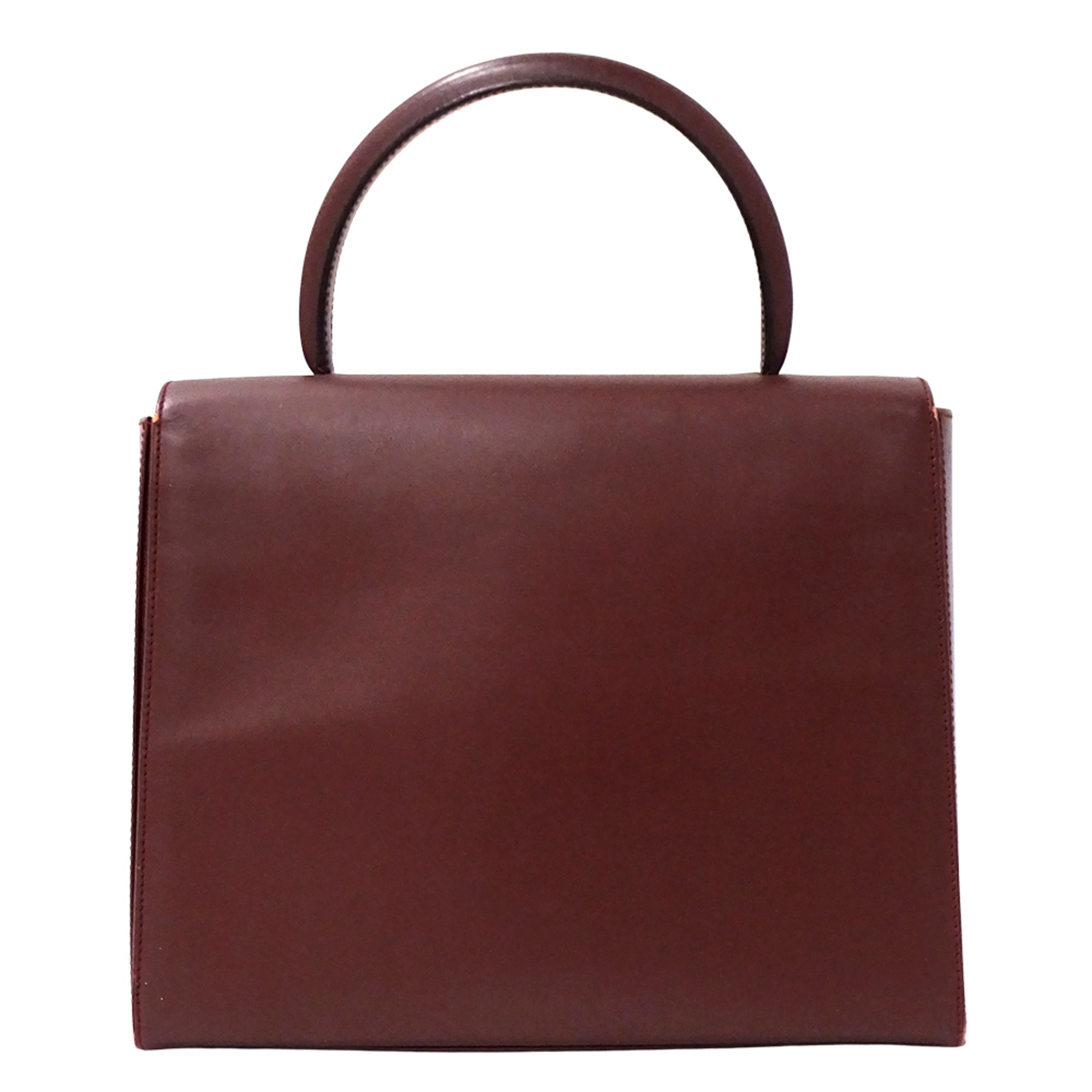 Cartier Bordeaux Red Color Wine Red Leather Handbag (Pre-Owned)