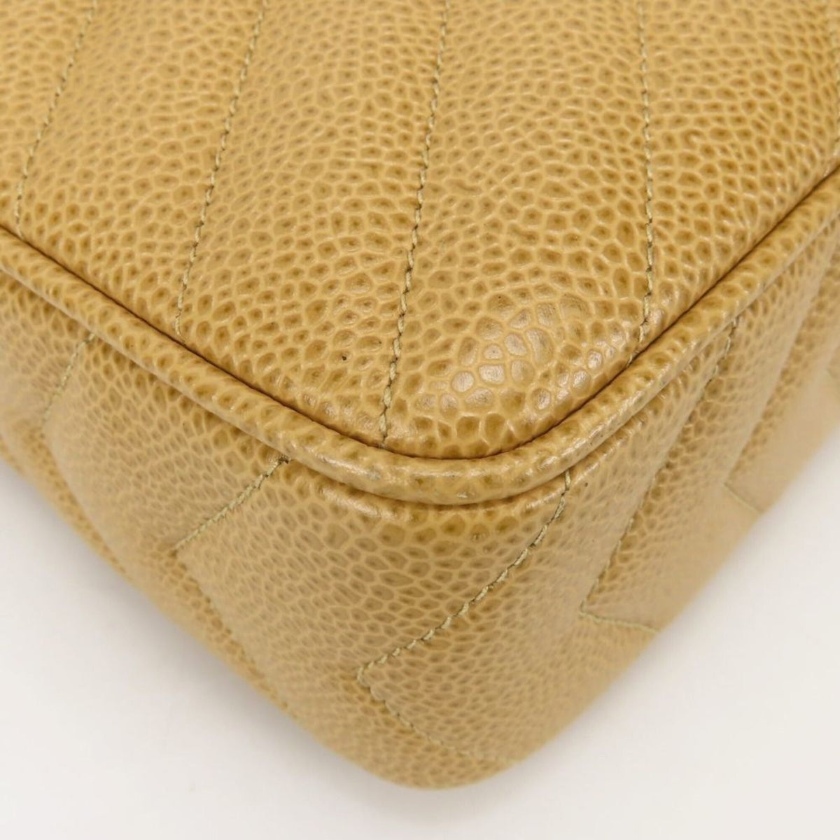 Chanel Beige Gold Grained Calfskin Shoulder Bag (Pre-Owned)
