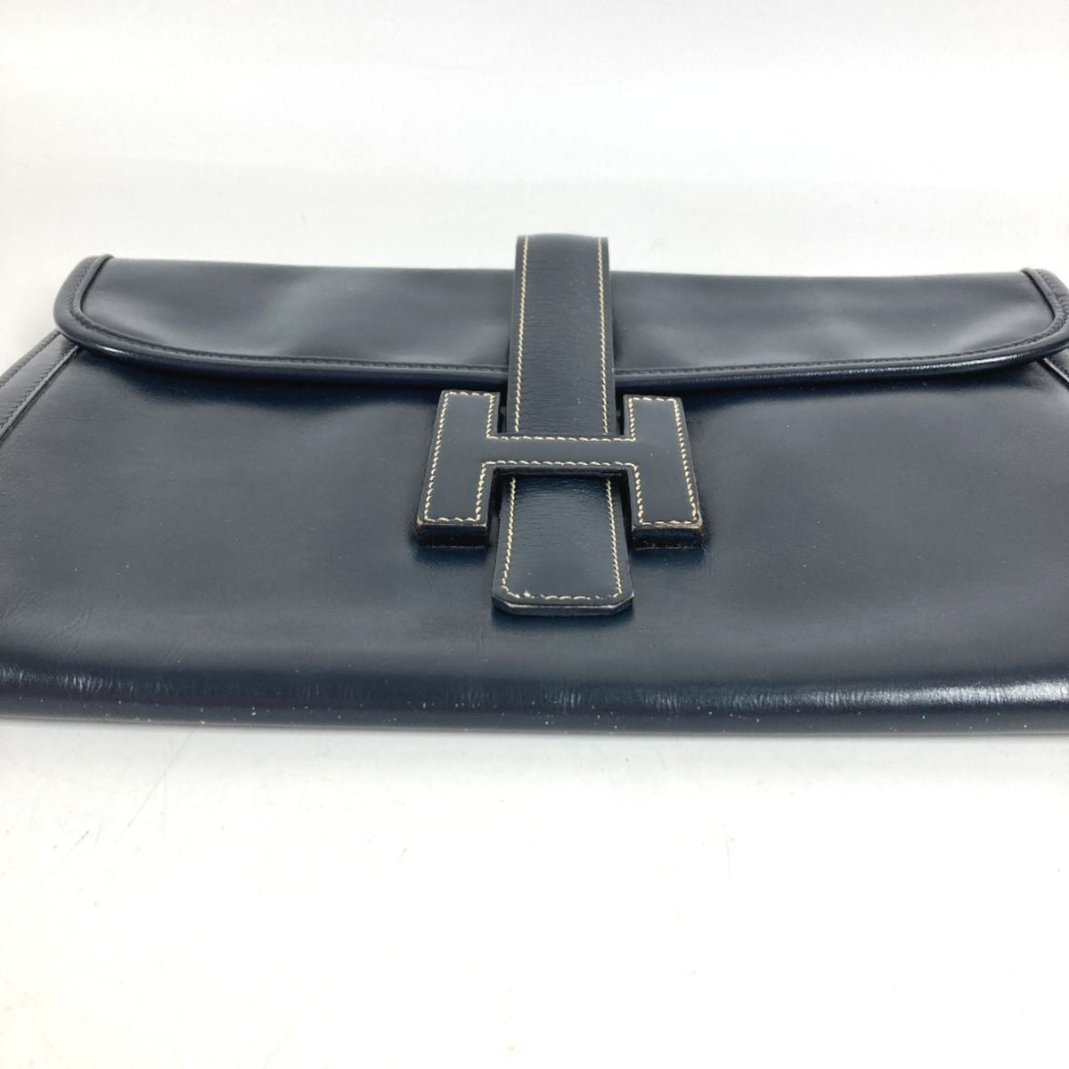 Hermes Navy Box Calf Leather Clutch Bag (Pre-Owned)