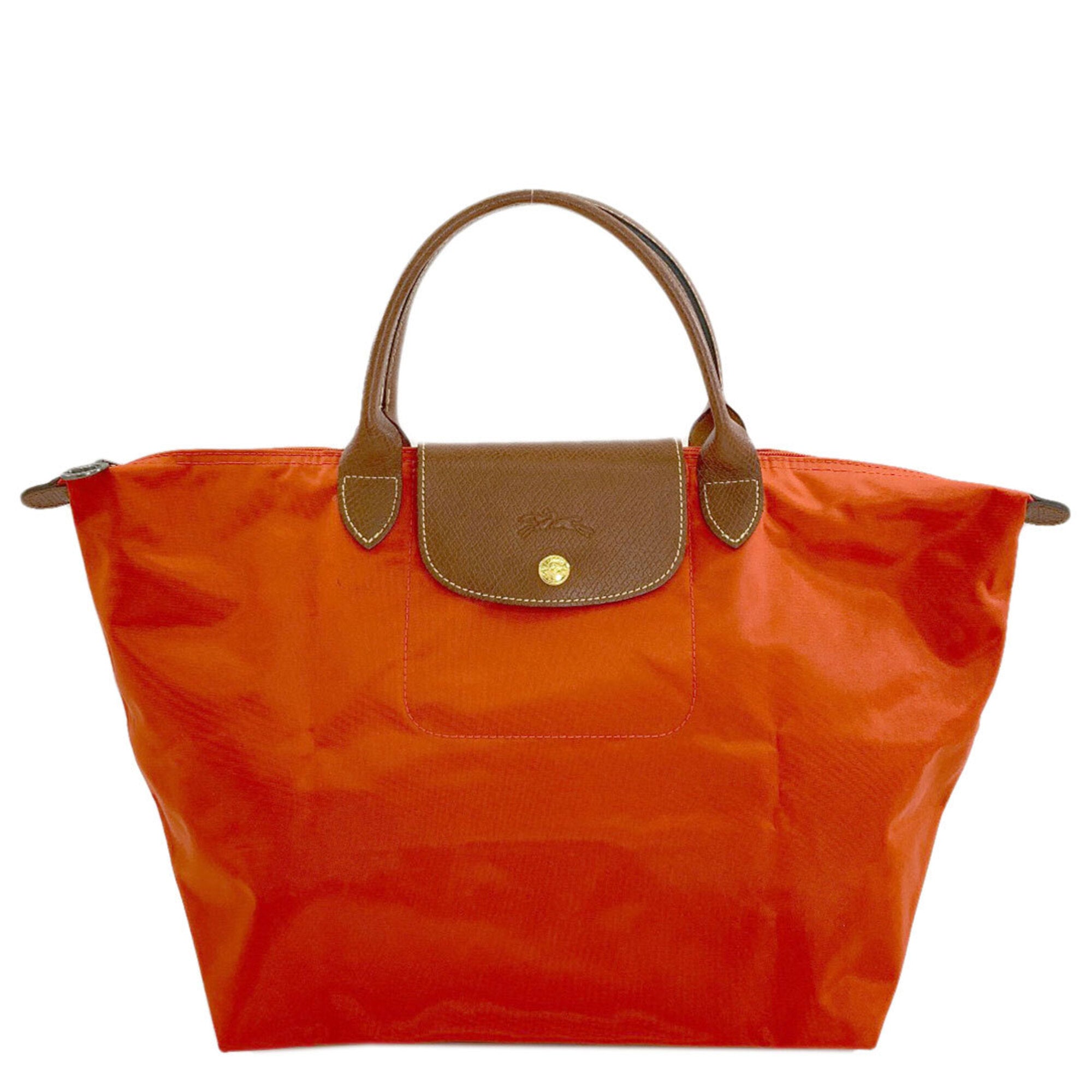 Longchamp Brown Orange Nylon Handbag (Pre-Owned)