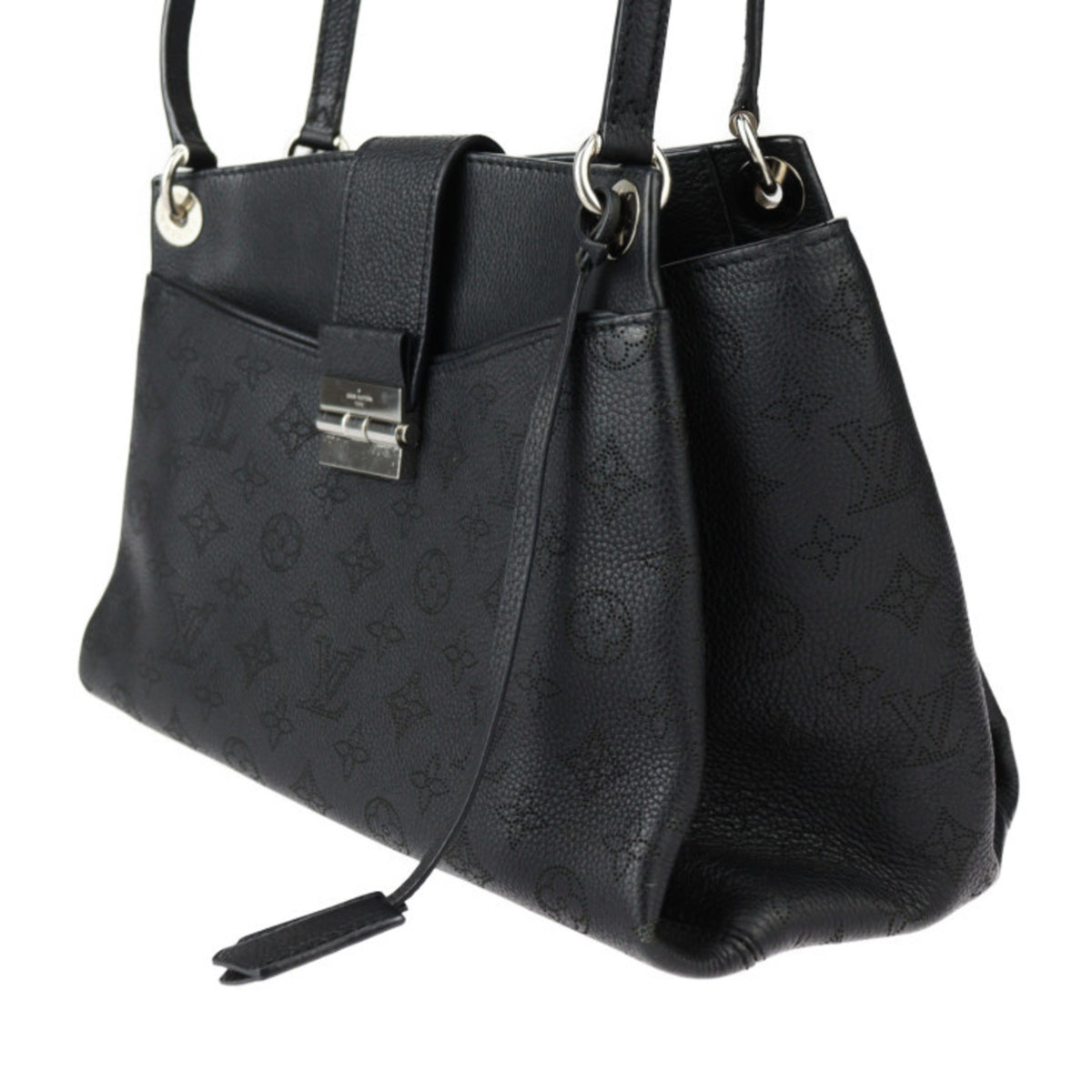 Louis Vuitton Black Leather Handbag Shoulder Bag Tote Bag (Pre-Owned)
