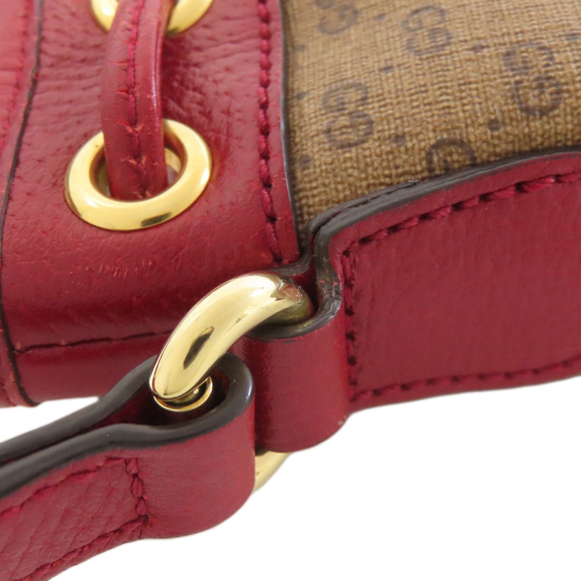 Gucci Brown Red Color Pvc Leather Shoulder Bag (Pre-Owned)