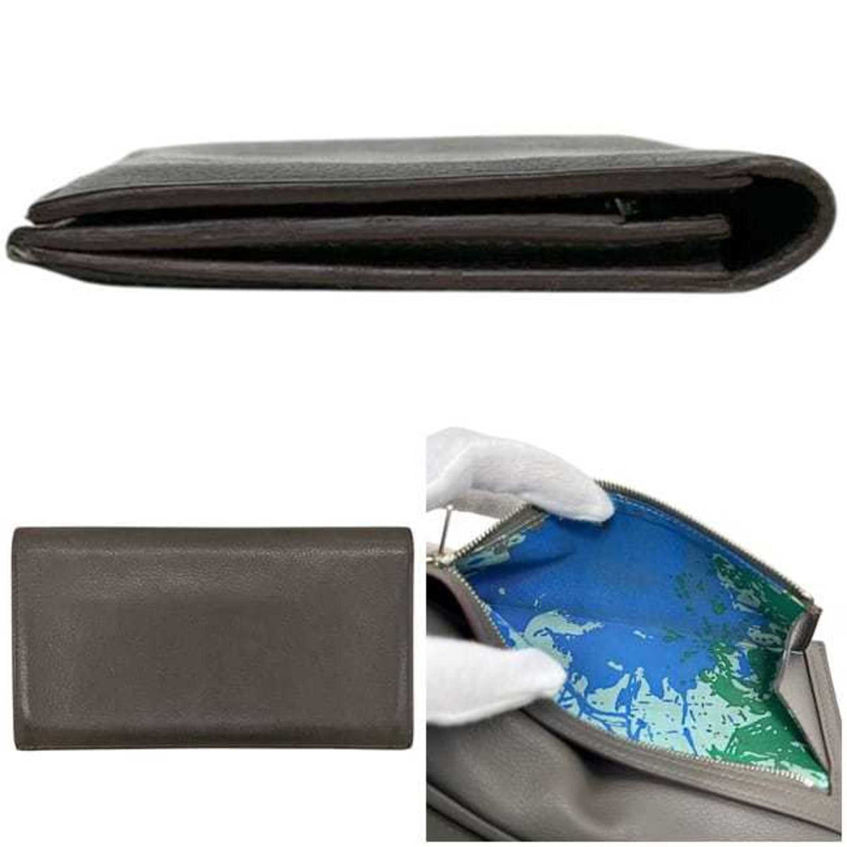 Hermes Etoupe Gray Grayish Leather Long Wallet (Bi-Fold) (Pre-Owned)