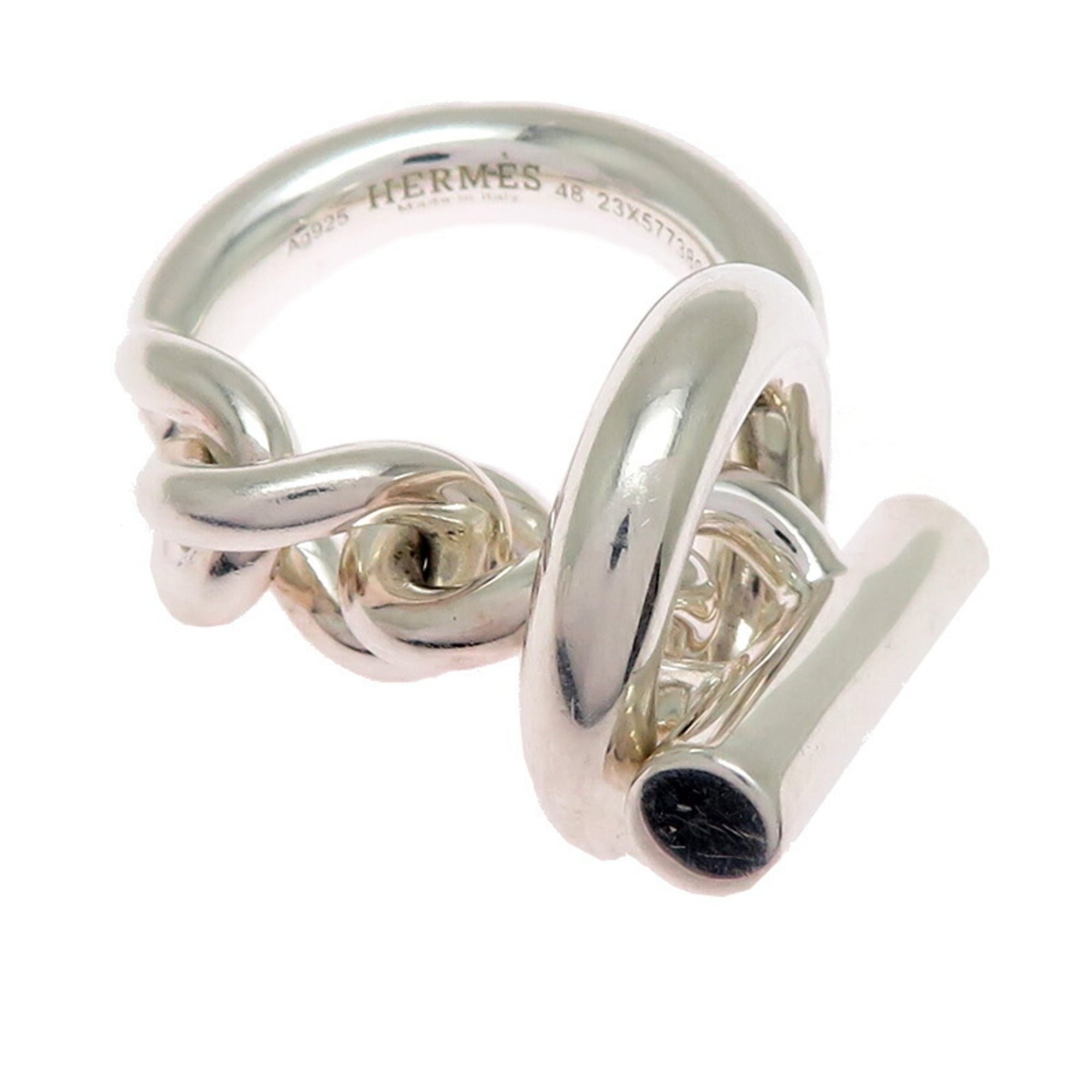 Hermes Silver Silver 925 Band Ring (Pre-Owned)
