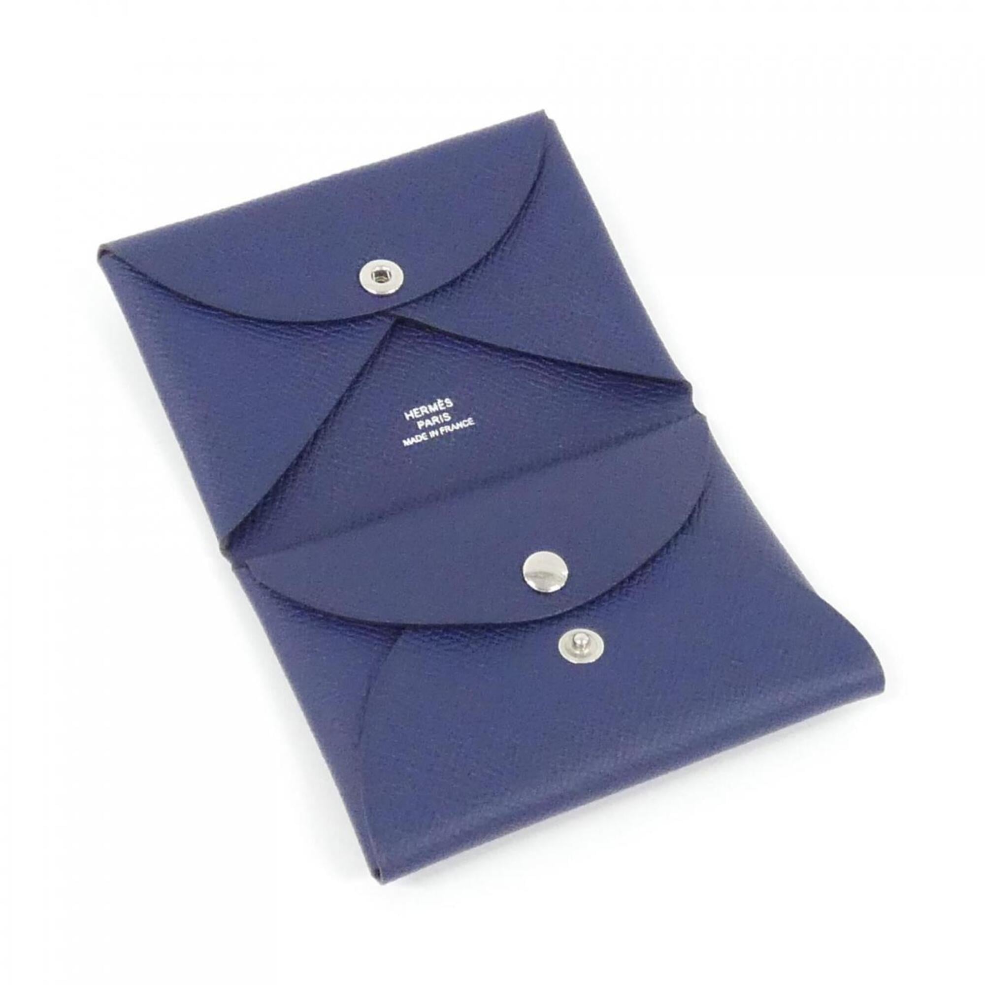 Hermes Blue Navy Epsom Leather Coin Purse/Coin Case (Pre-Owned)