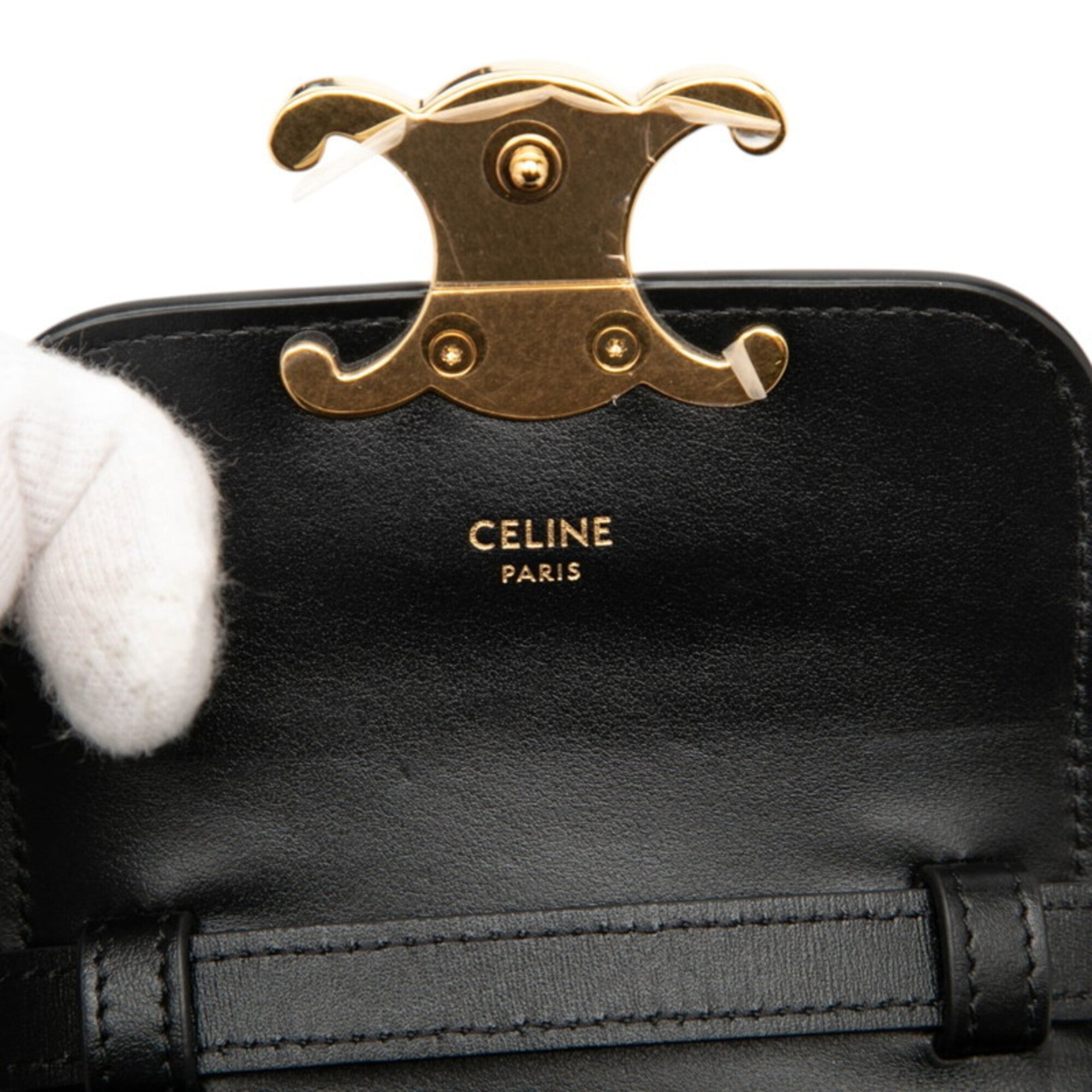 Celine Black Leather Pochette Shoulder Bag (Pre-Owned)