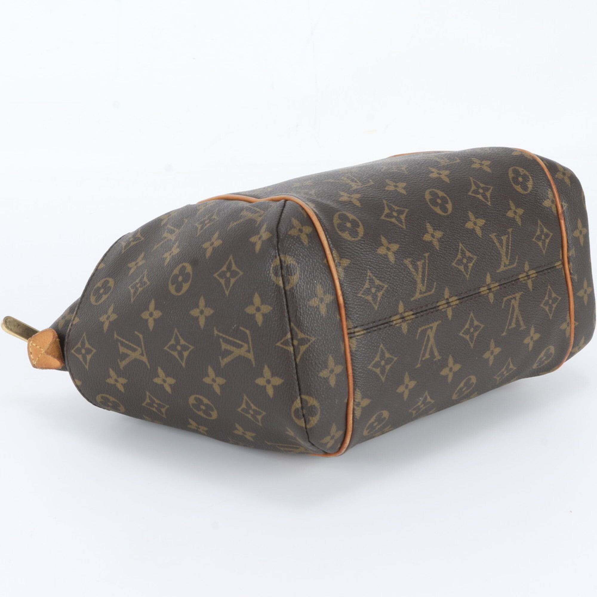 Louis Vuitton Brown Leather Coated Canvas Handbag Shoulder Bag Tote Bag (Pre-Owned)