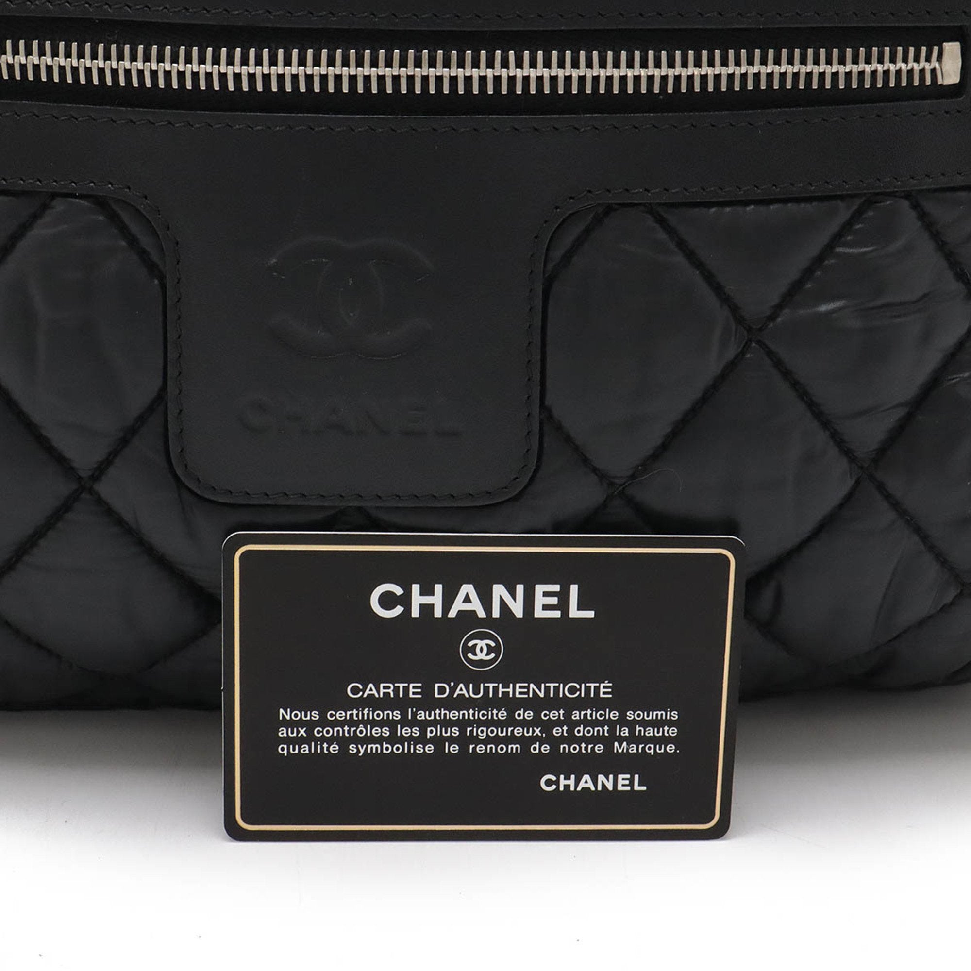 Chanel Black Nylon Leather Handbag Tote Bag (Pre-Owned)