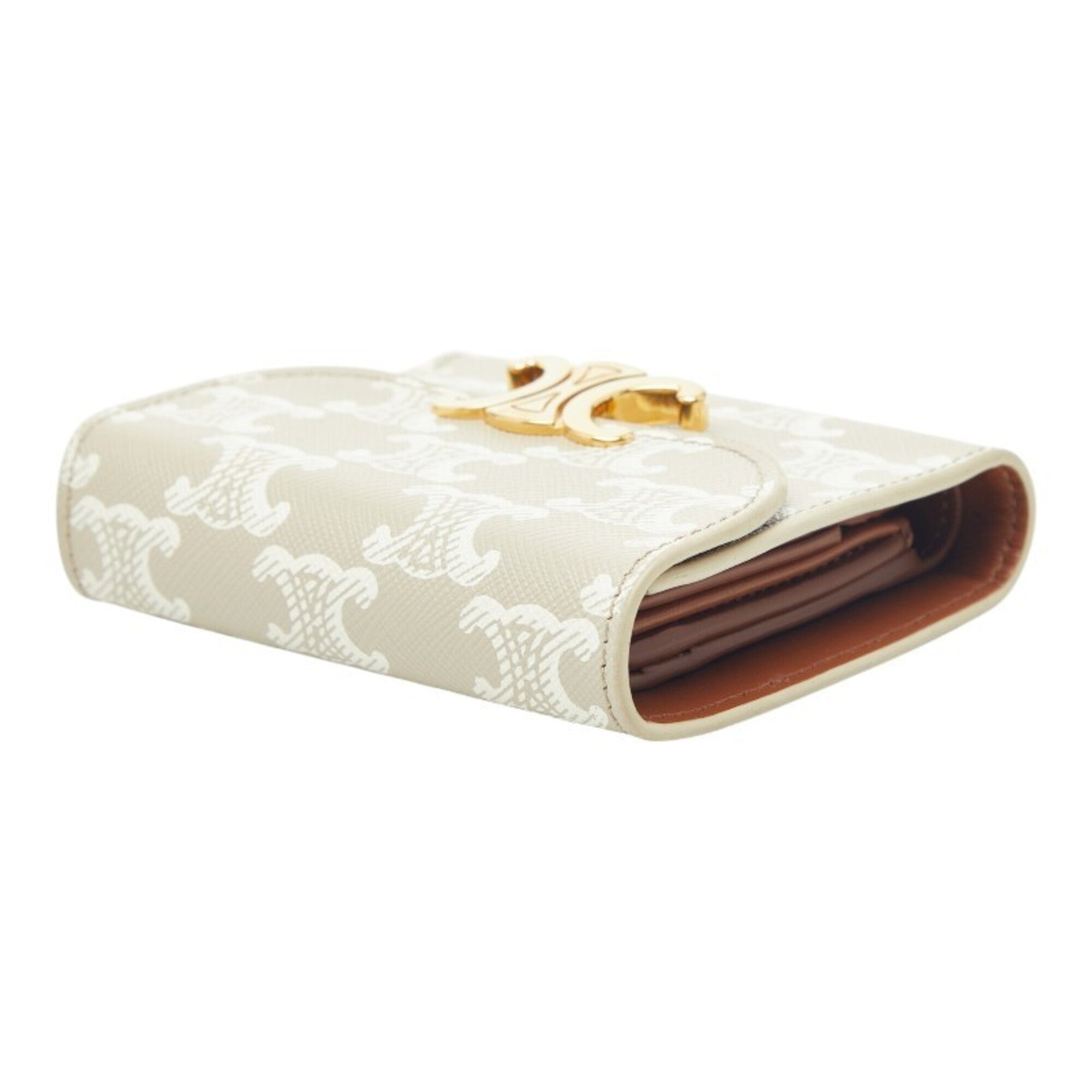 Celine Beige Ivory Pvc Leather Wallet (Tri-Fold) (Pre-Owned)