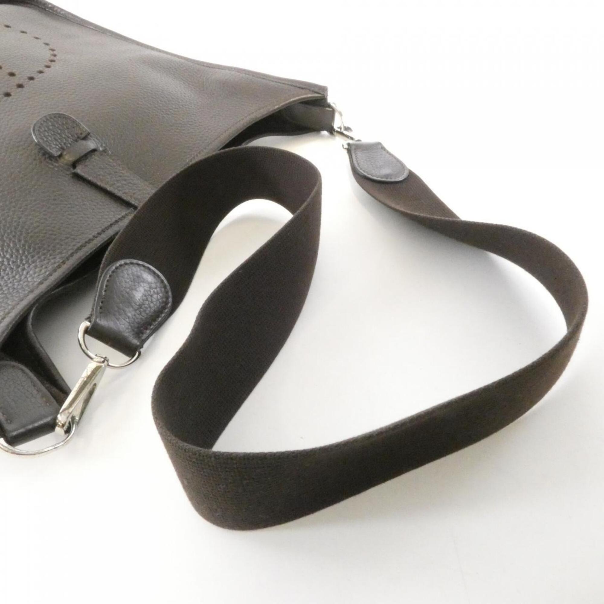 Hermes Evelyne Ebene Taurillon Clemence Leather Shoulder Bag (Pre-Owned)