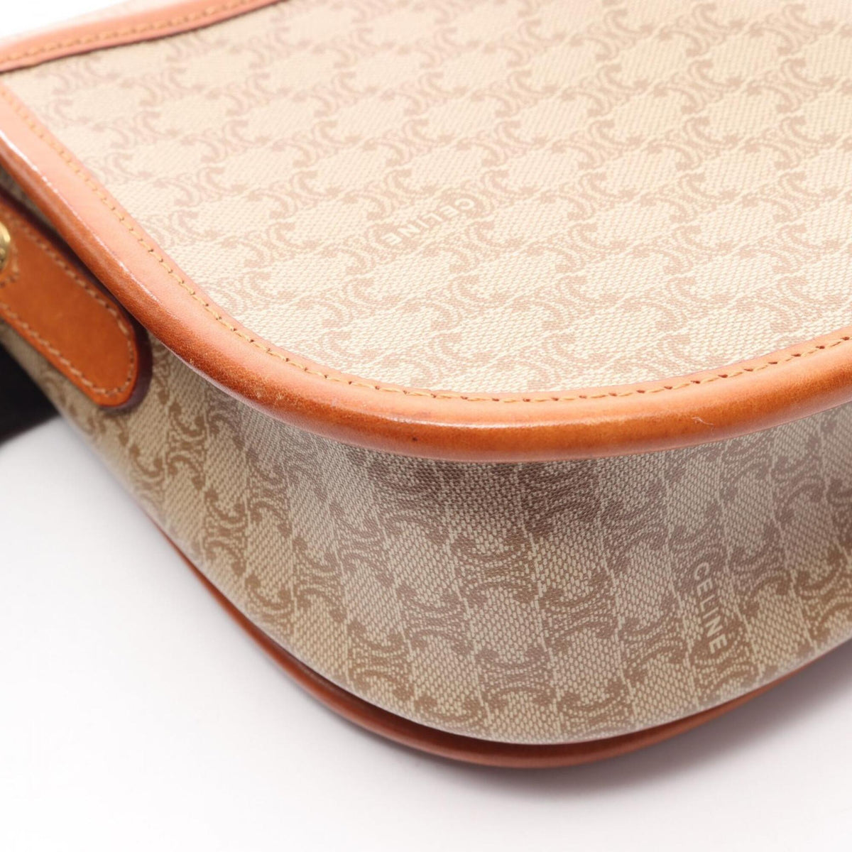 Celine Macadam Beige Brown Coated Canvas Handbag Shoulder Bag (Pre-Owned)