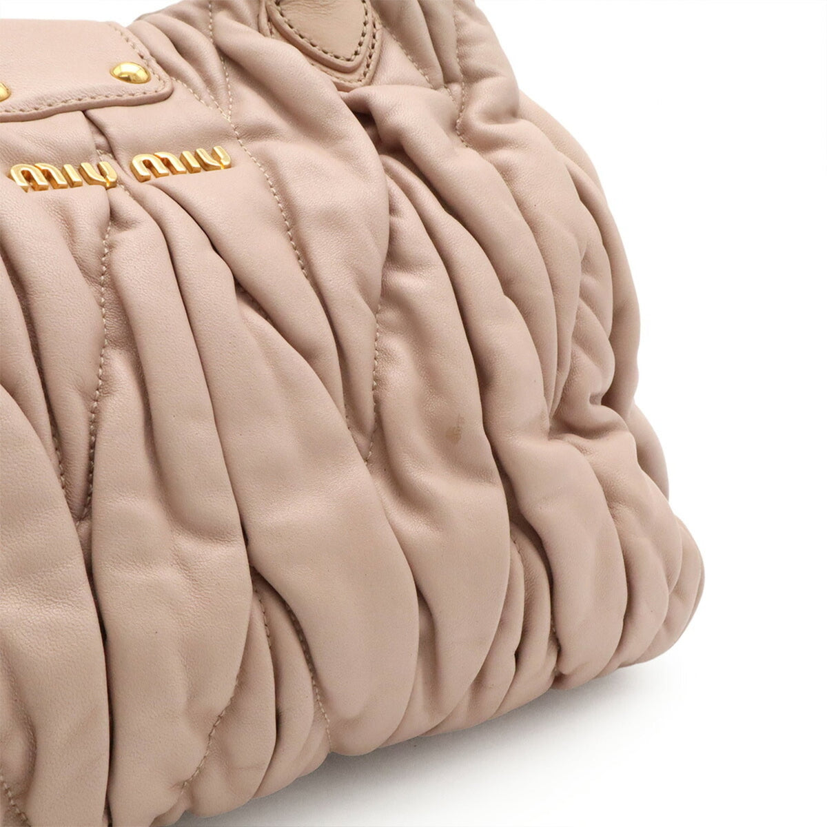 Miu Miu Pink Beige Leather Handbag Shoulder Bag (Pre-Owned)