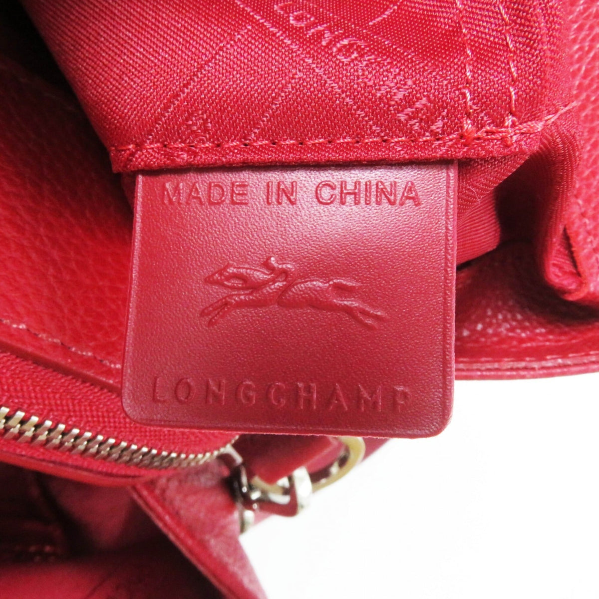 Longchamp Red Color Leather Shoulder Bag (Pre-Owned)