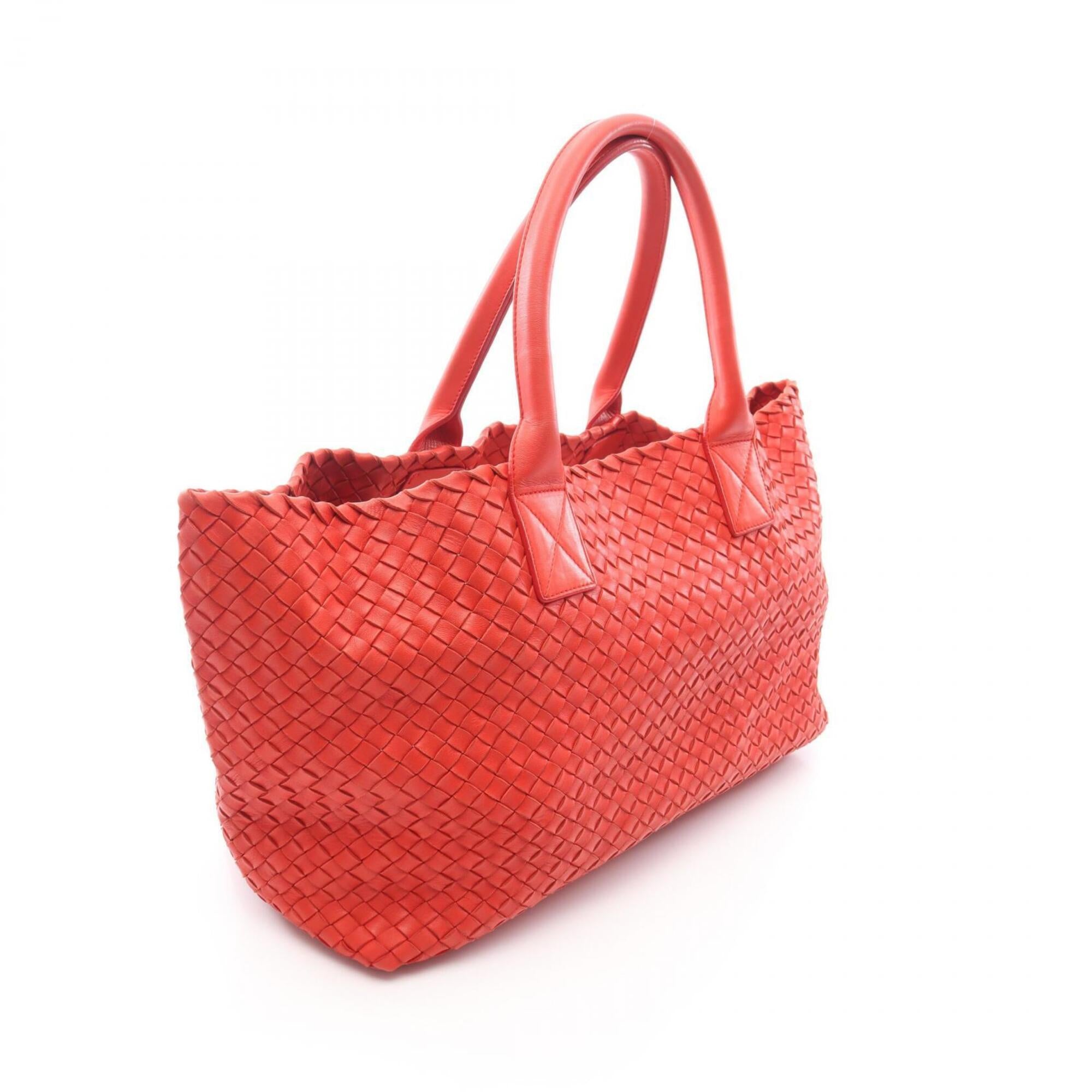 Bottega Veneta Red Color Leather Handbag Pouch Tote Bag (Pre-Owned)