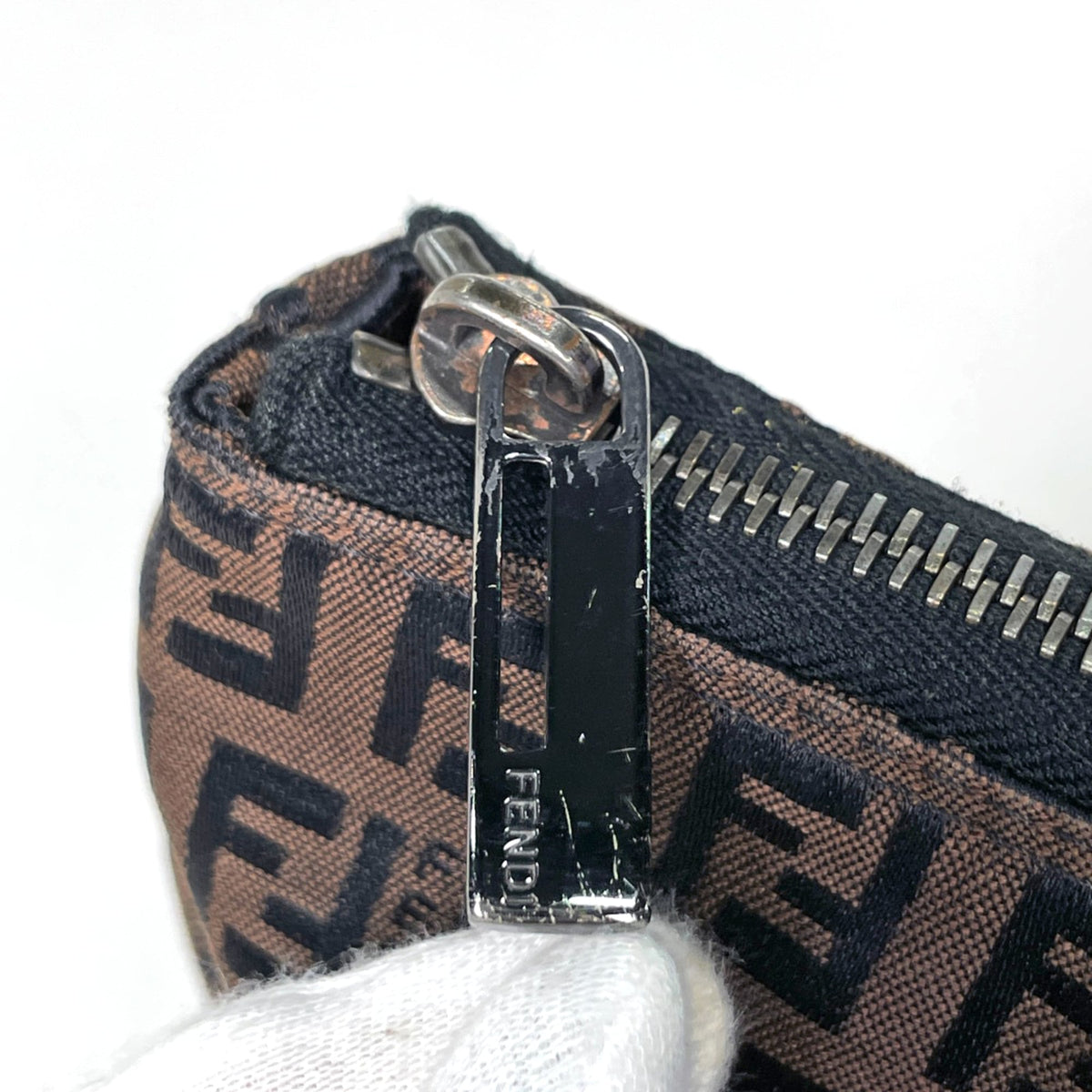 Fendi Zucchino Brown Canvas Leather Tote Bag (Pre-Owned)