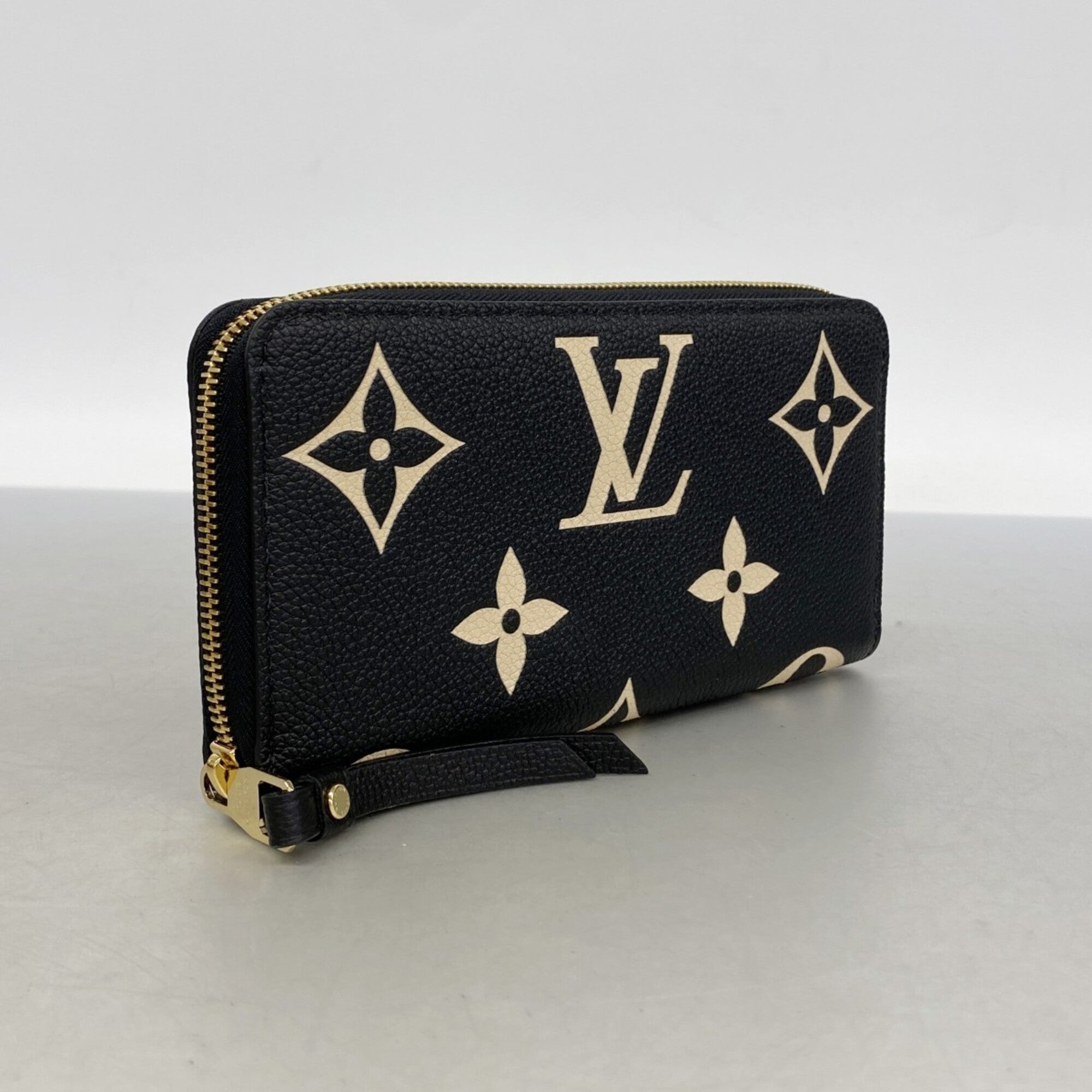 Louis Vuitton Beige Black Long Wallet (Bi-Fold) (Pre-Owned)