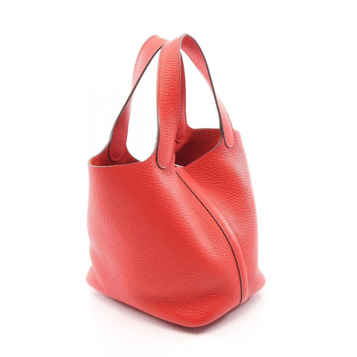 Hermes Picotin Red Color Taurillon Clemence Leather Handbag (Pre-Owned)