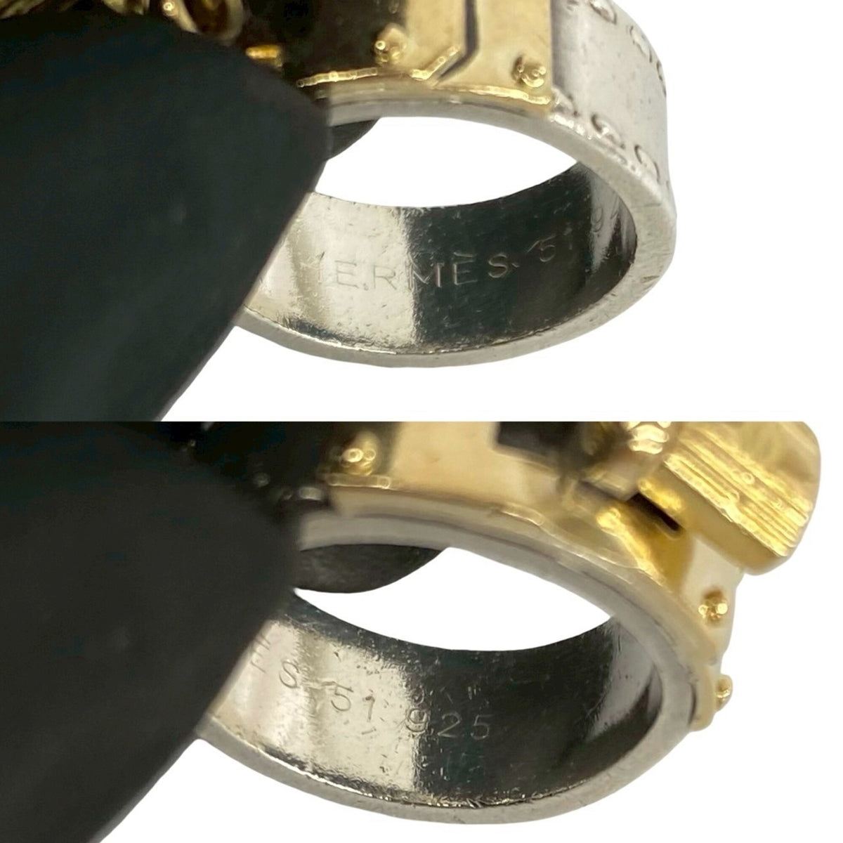 Hermes Gold Silver Yellow Gold (18K) Silver 925 Band Ring (Pre-Owned)