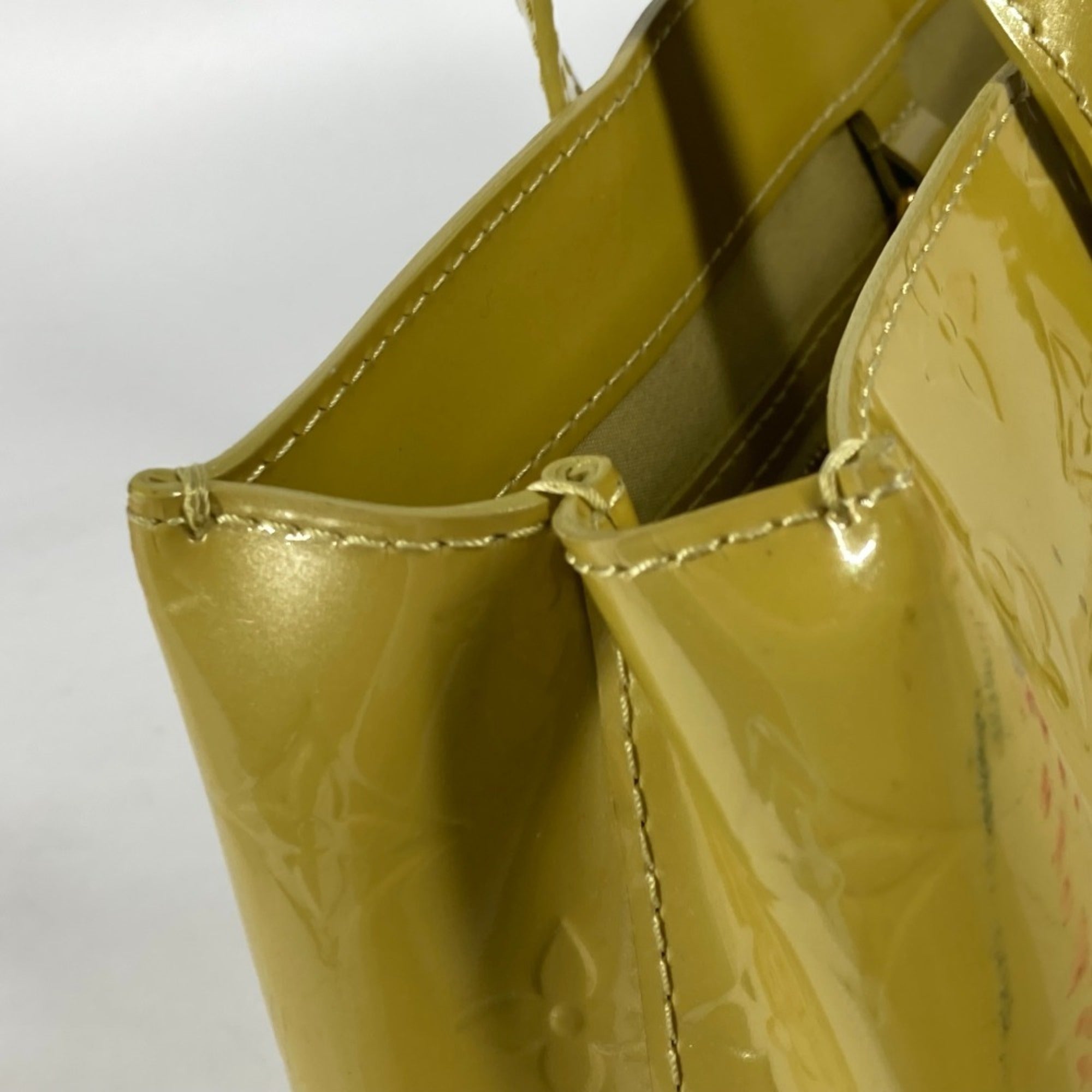 Louis Vuitton Yellow Monogram Vernis Handbag Tote Bag (Pre-Owned)