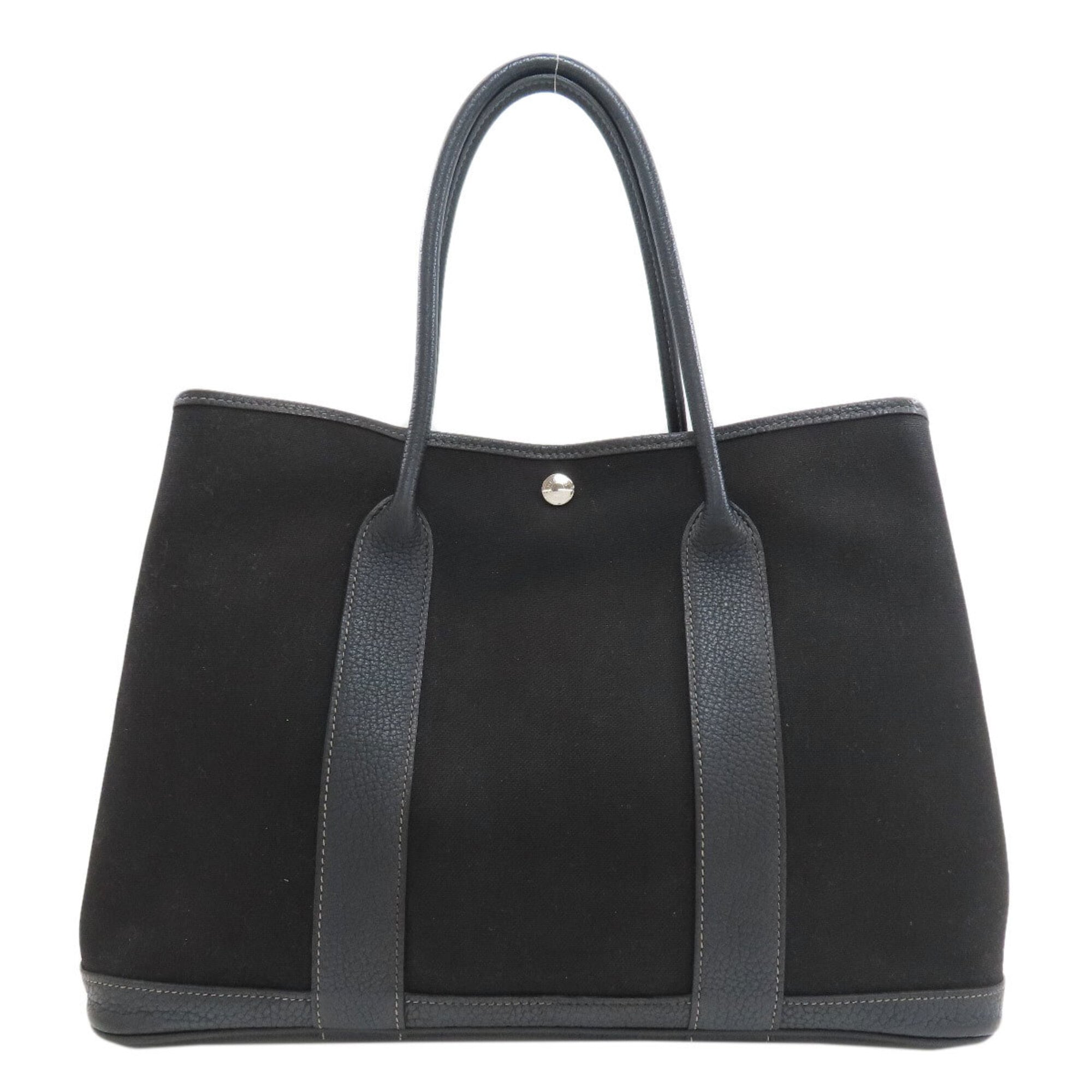 Hermes Black Buffalo Leather Toile Officier Tote Bag (Pre-Owned)
