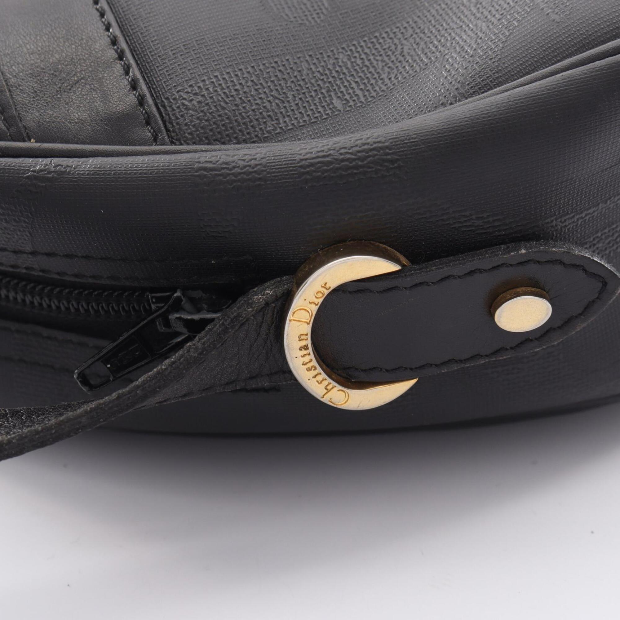 Christian Dior Black Coated Canvas Leather Handbag Shoulder Bag (Pre-Owned)