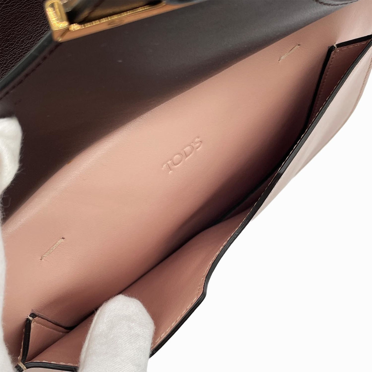 Tod's Beige Brown Pink Leather Handbag Shoulder Bag (Pre-Owned)