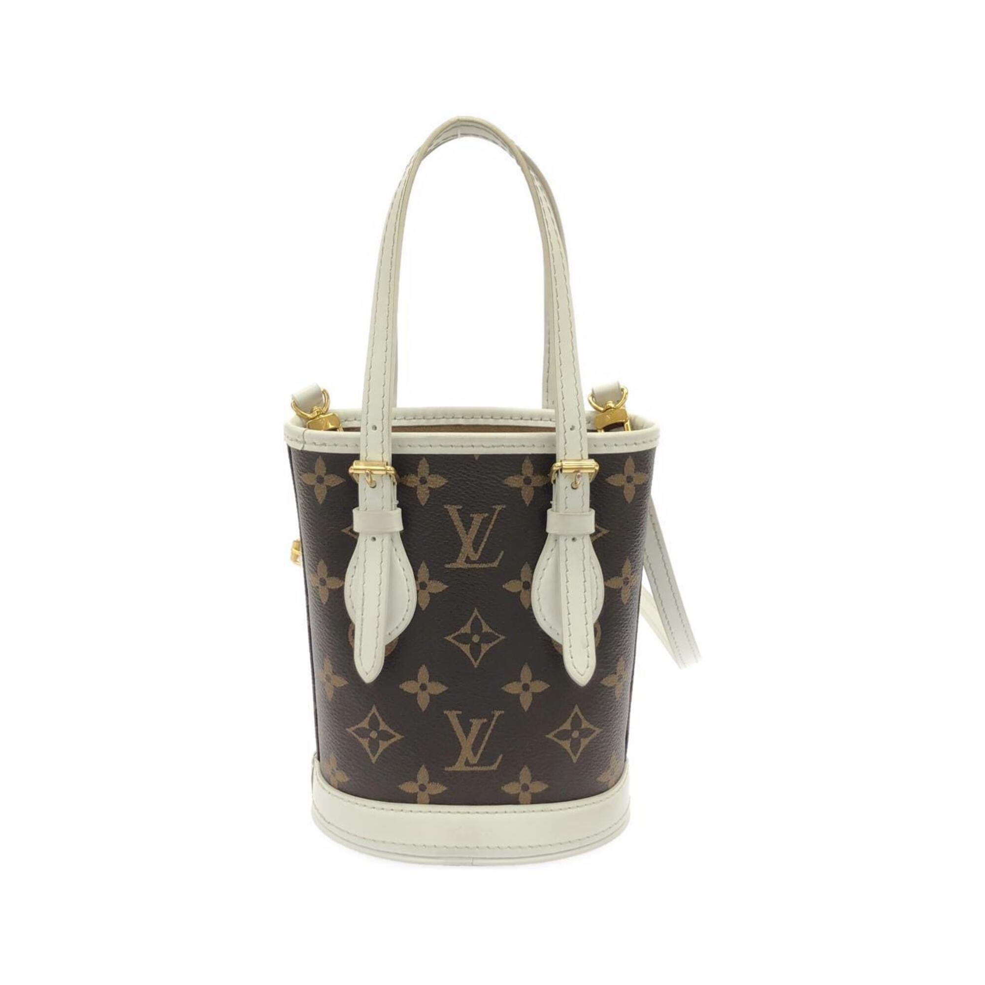 Louis Vuitton Marron White Coated Canvas Leather Handbag (Pre-Owned)