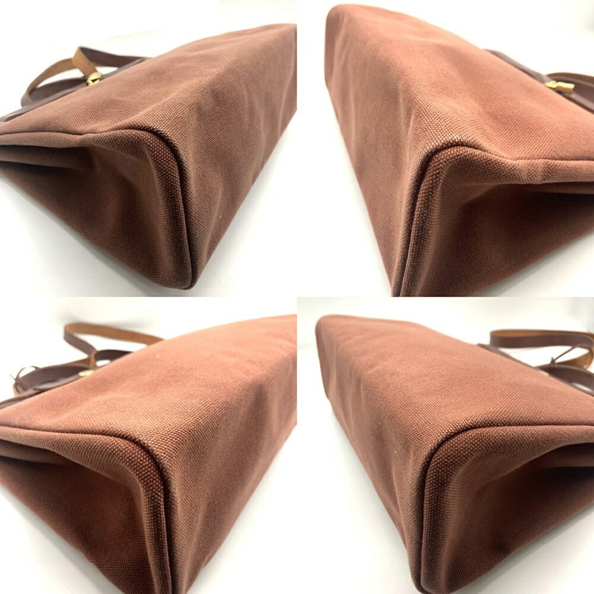 Hermes Brown Toile H Leather Handbag (Pre-Owned)