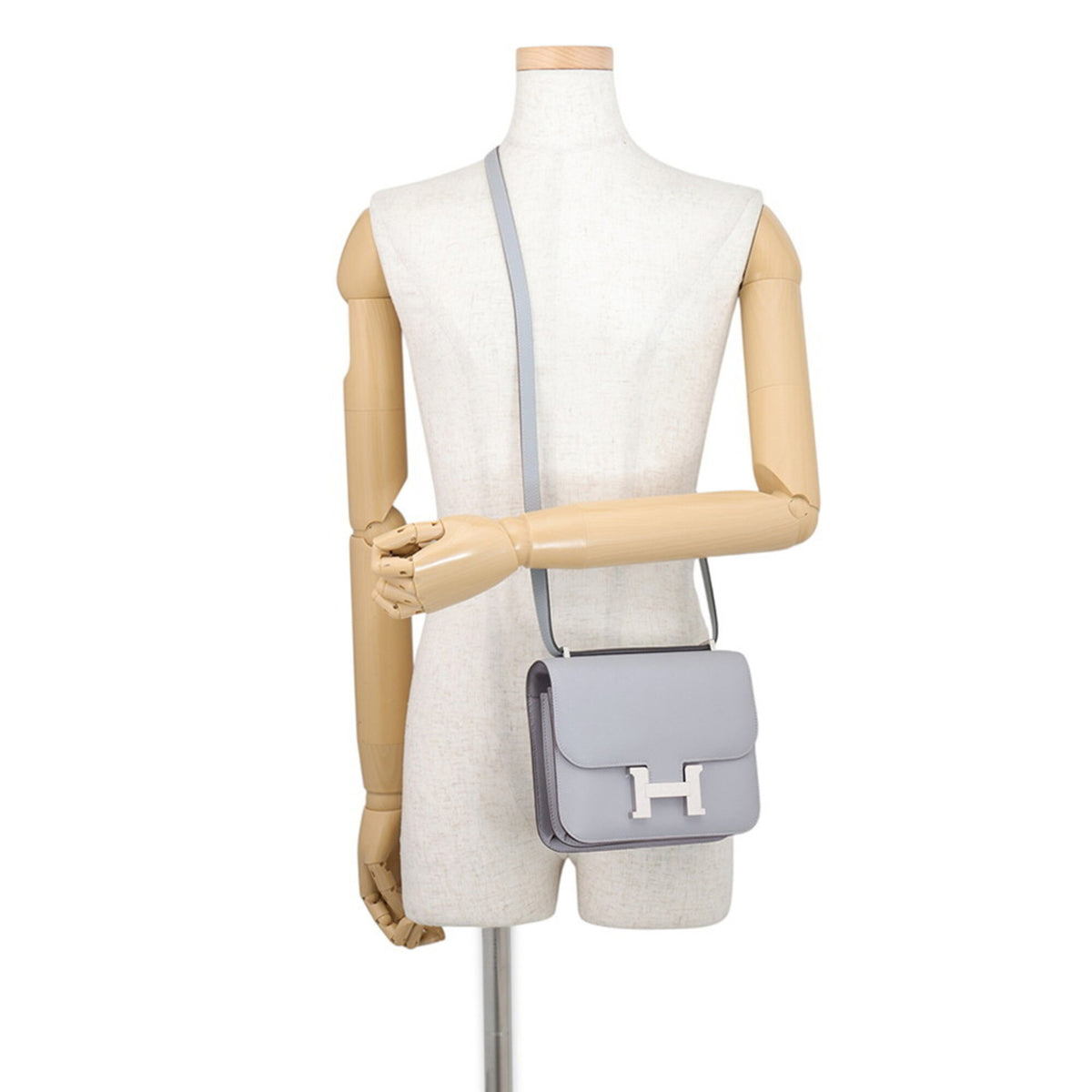 Hermes Constance Silver Swift Leather Handbag Shoulder Bag (Pre-Owned)