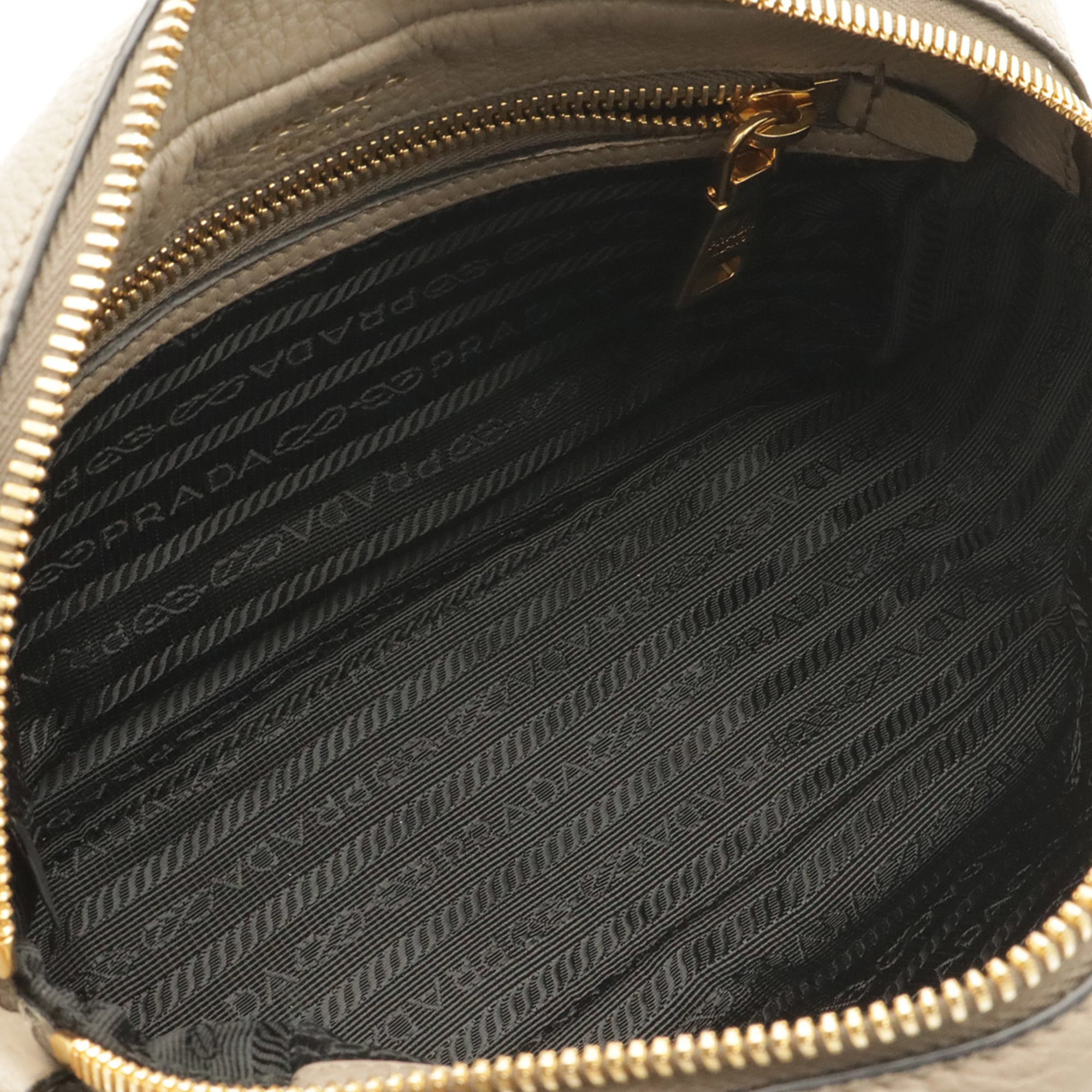 Prada Grayish Leather Clutch Bag Pochette Shoulder Bag (Pre-Owned)