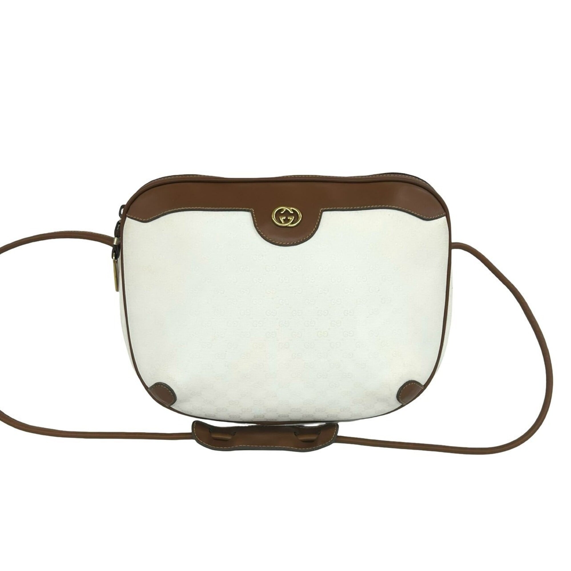 Gucci Brown White Leather Pvc Pochette Shoulder Bag (Pre-Owned)