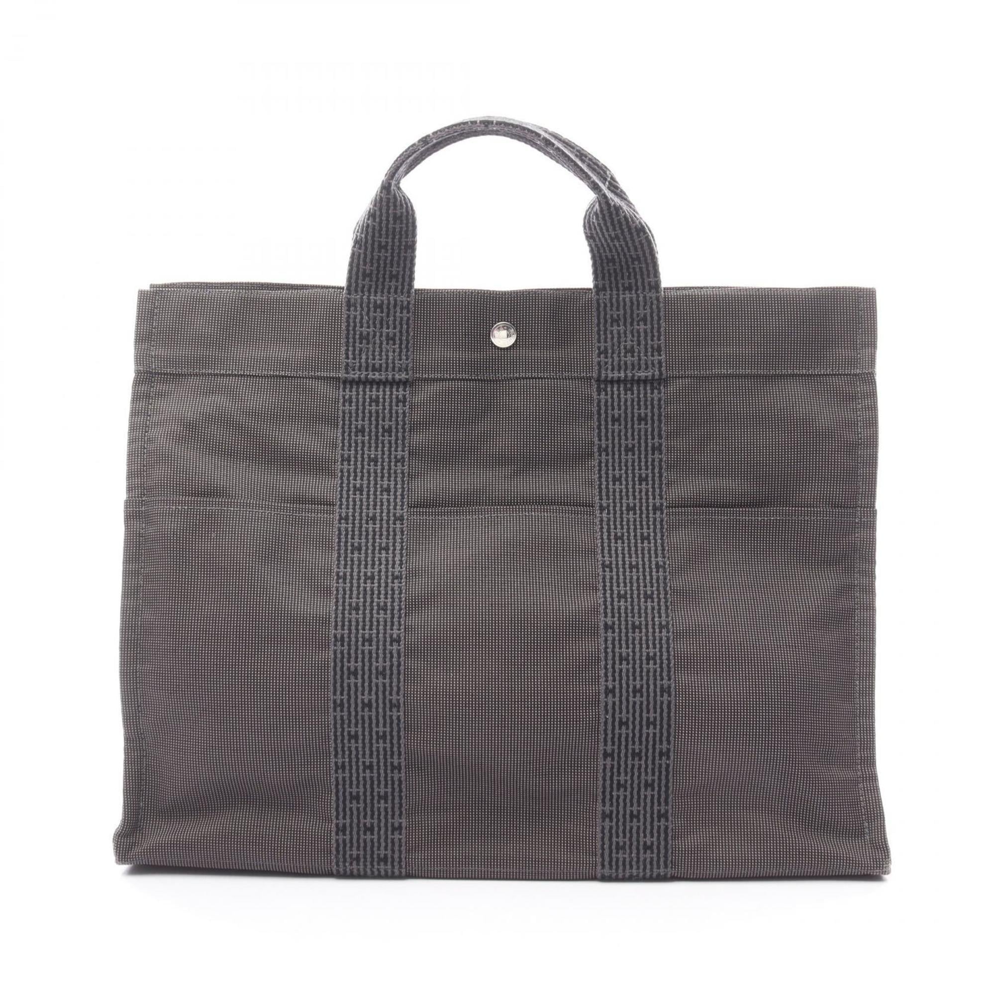Hermes Gray Canvas Handbag Tote Bag (Pre-Owned)
