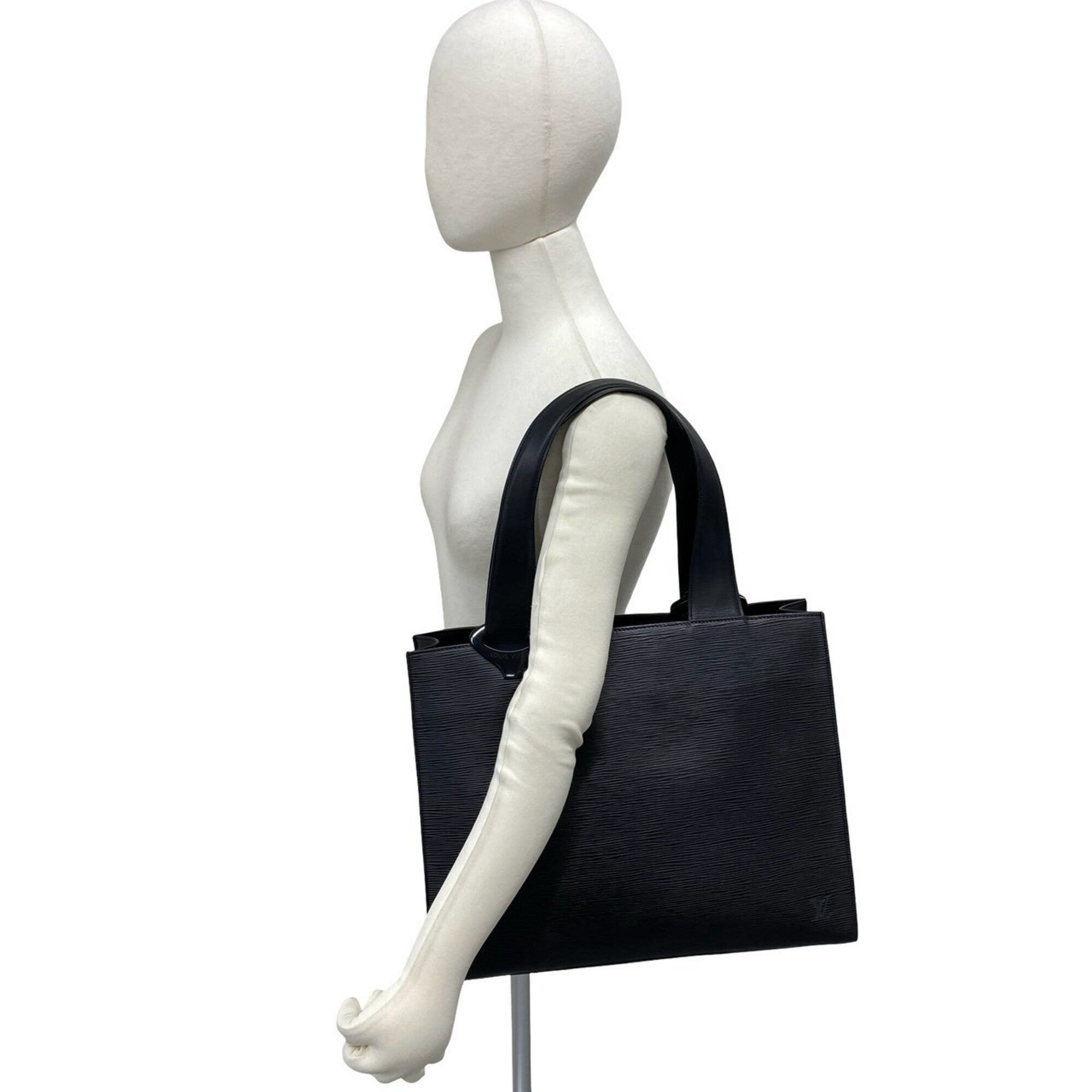 Louis Vuitton Black Leather Shoulder Bag Tote Bag (Pre-Owned)