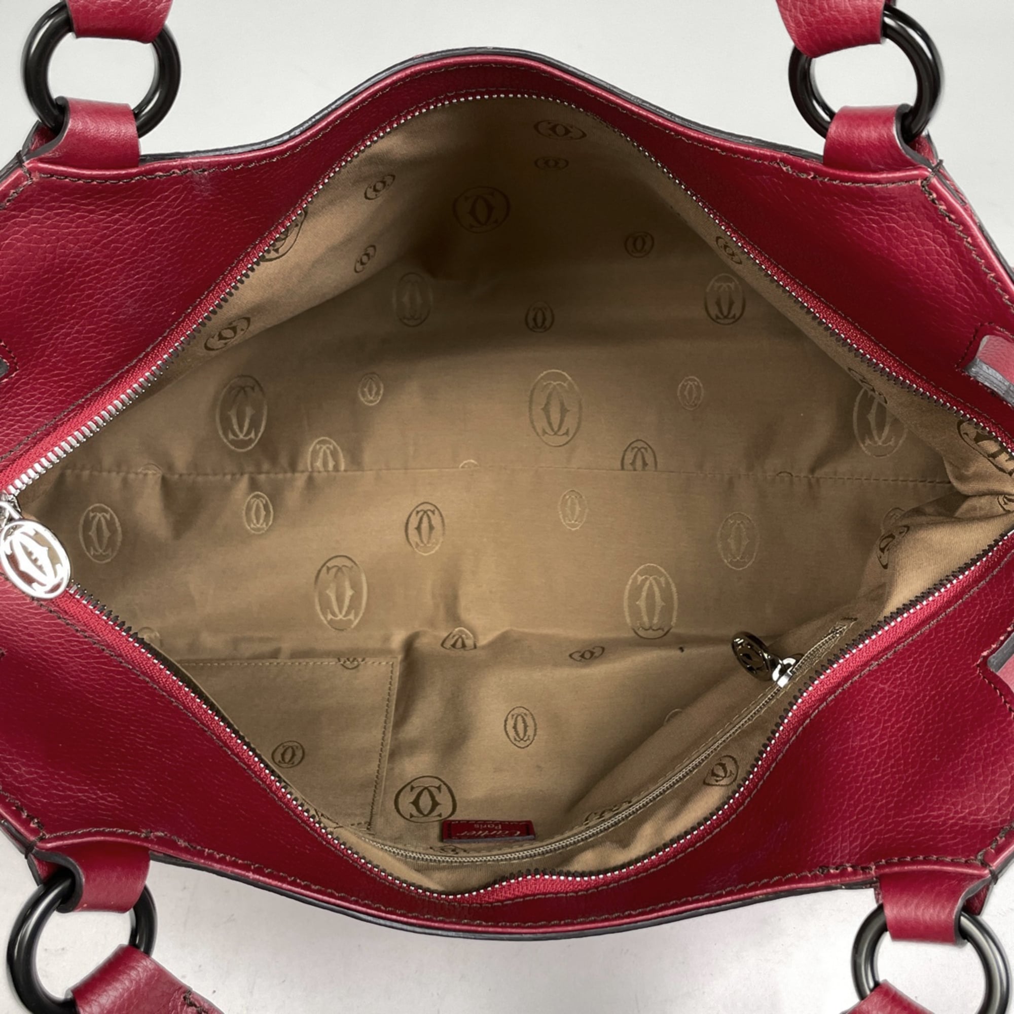 Cartier Marcello Red Color Leather Handbag (Pre-Owned)