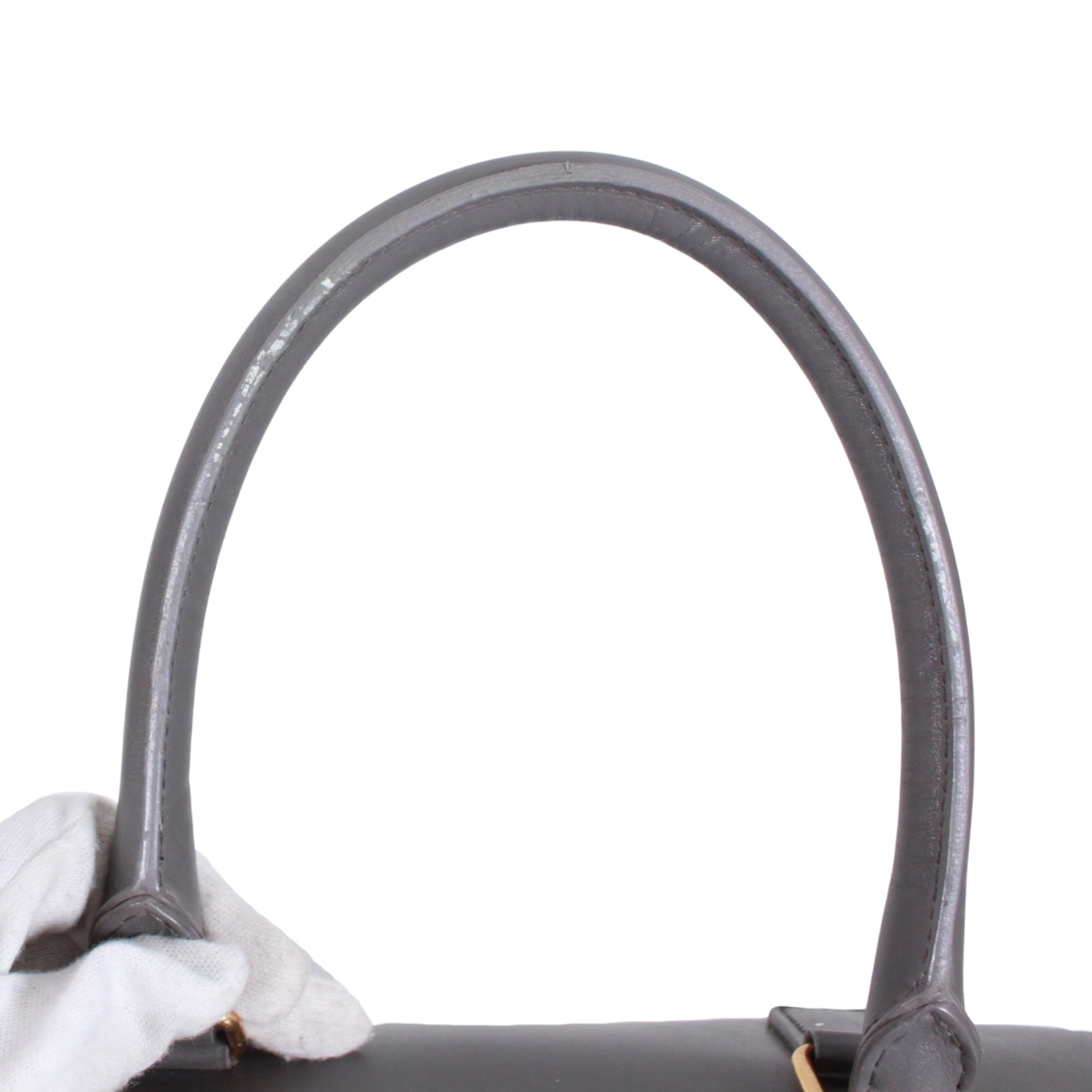Saint Laurent Gray Leather Boston Bag Handbag (Pre-Owned)