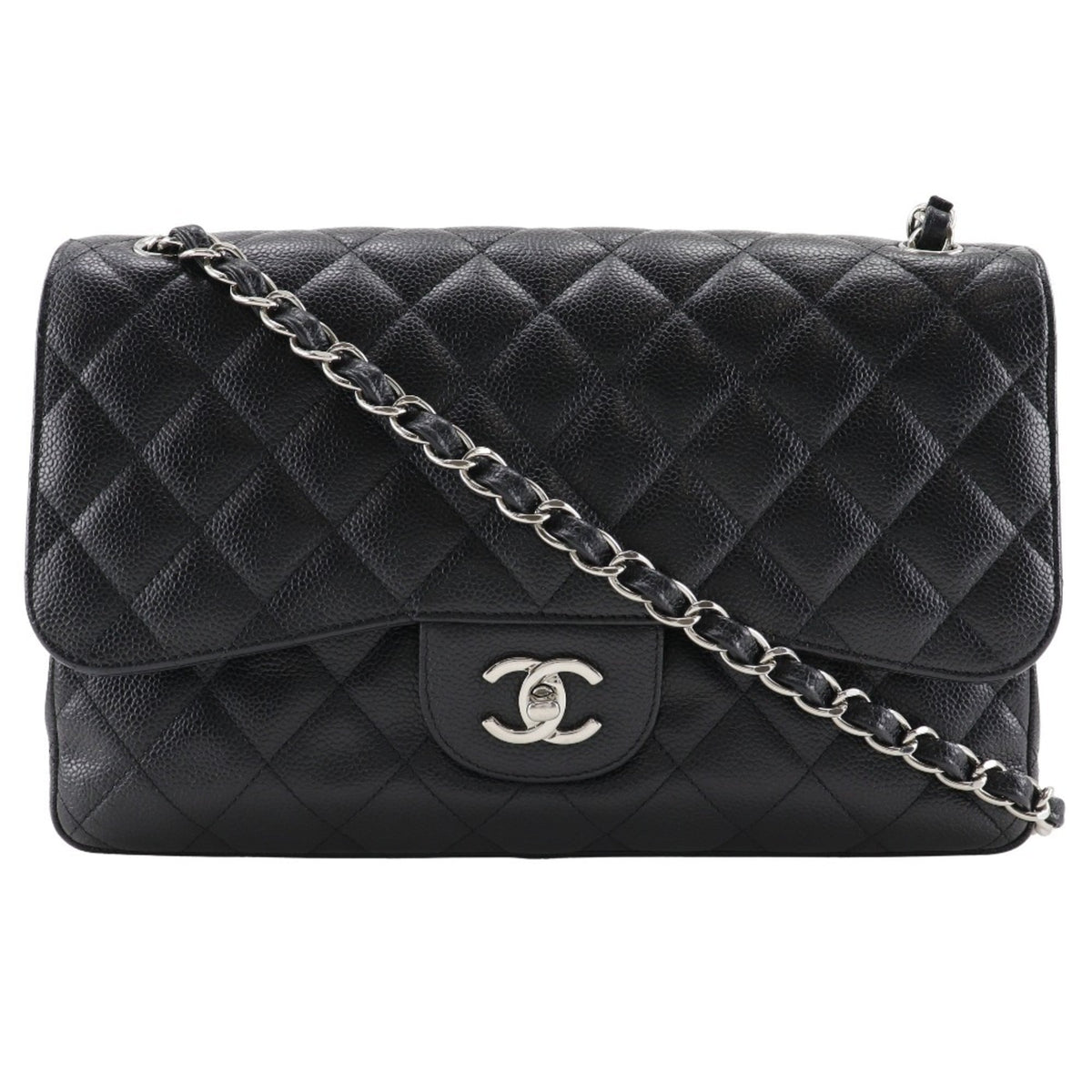 Chanel Black Caviar Leather Shoulder Bag (Pre-Owned)