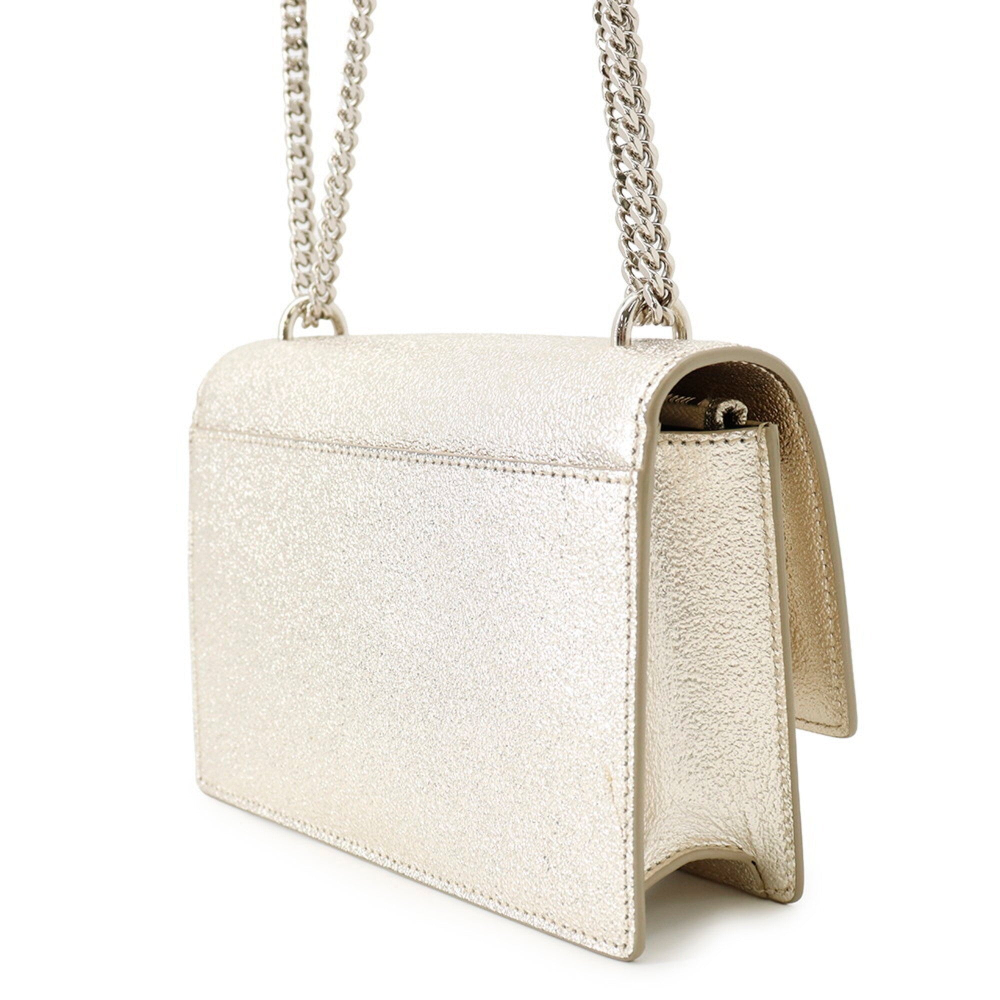 Yves Saint Laurent Champagne Gold Leather Chain/Shoulder Wallet (Pre-Owned)