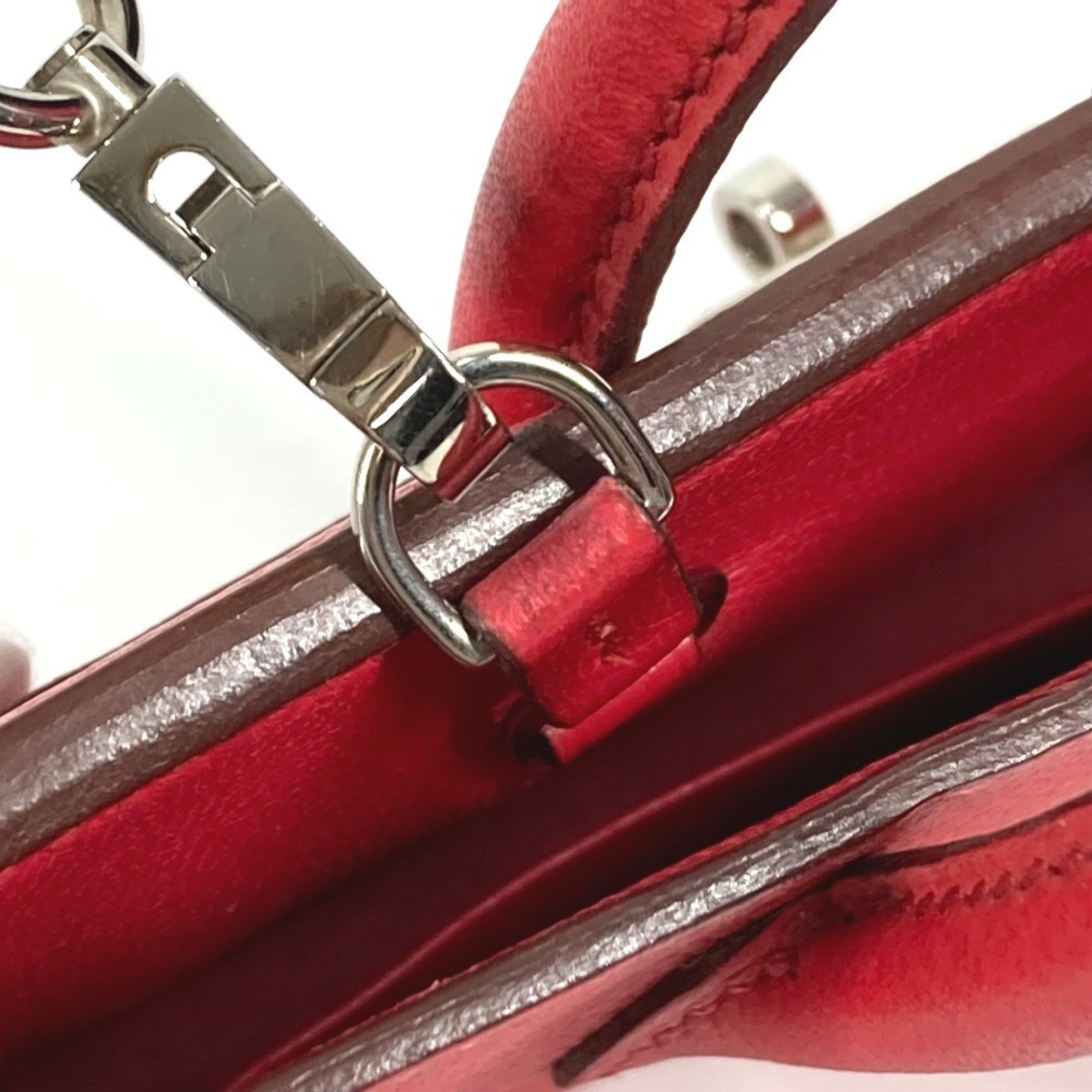 Hermes Red Color Leather Handbag Shoulder Bag (Pre-Owned)