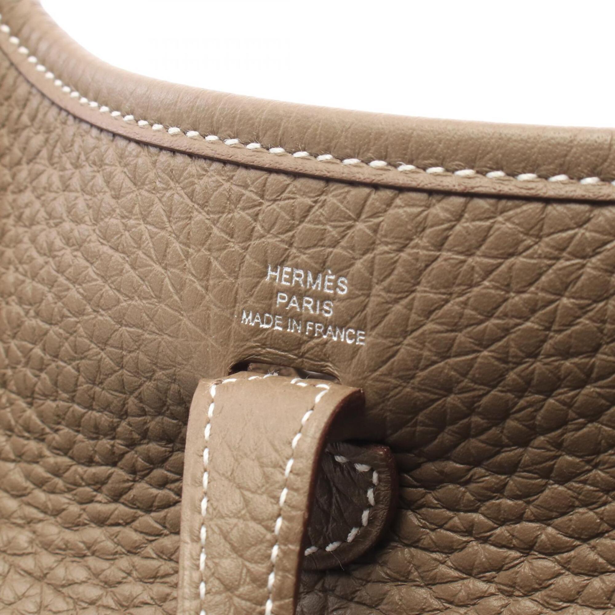 Hermes Etoupe Gray Taurillon Clemence Leather Handbag Shoulder Bag (Pre-Owned)