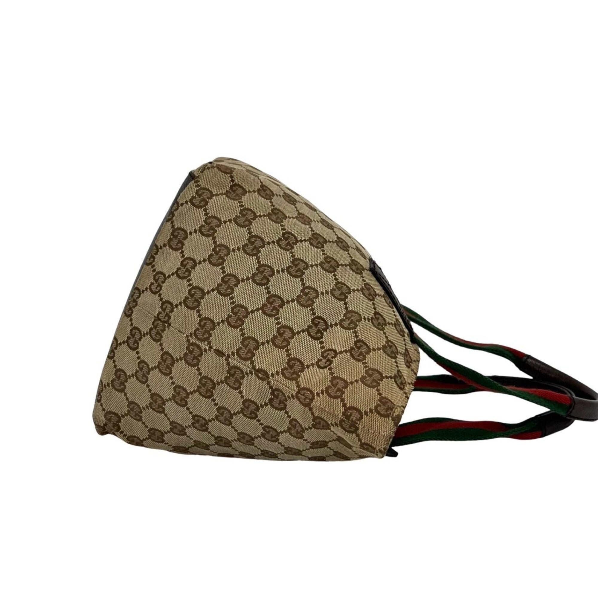 Gucci Brown Green Red Color Canvas Leather Boston Bag Handbag Tote Bag (Pre-Owned)