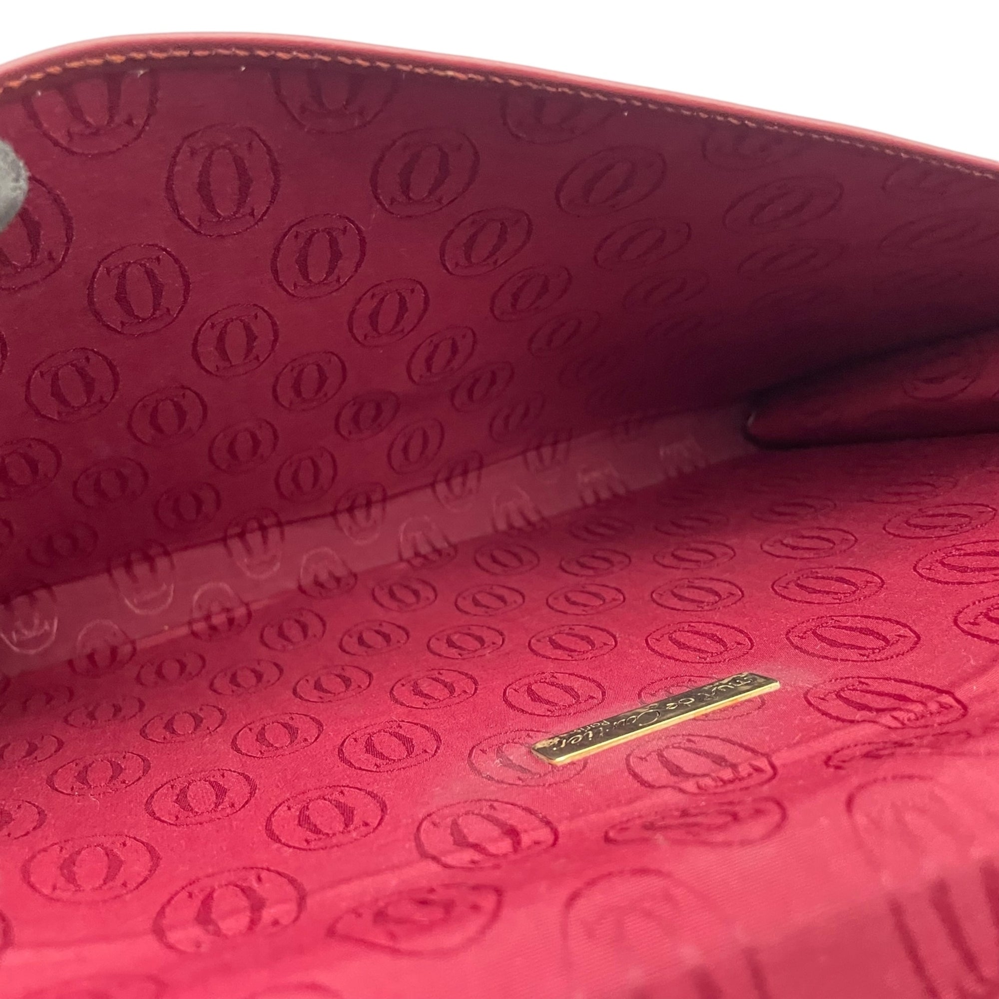 Cartier Bordeaux Leather Clutch Bag Handbag (Pre-Owned)