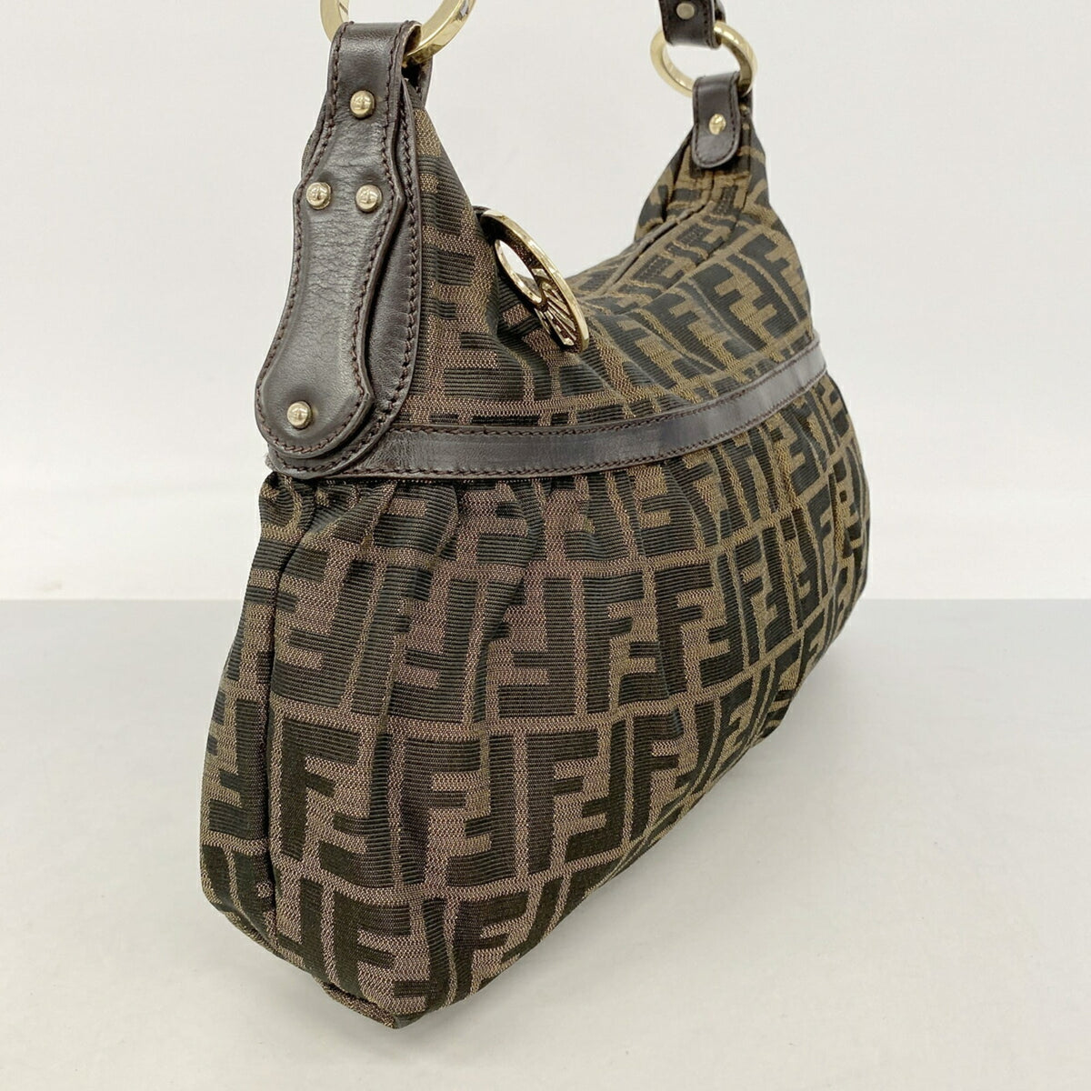 Fendi Brown Nylon Canvas Shoulder Bag (Pre-Owned)