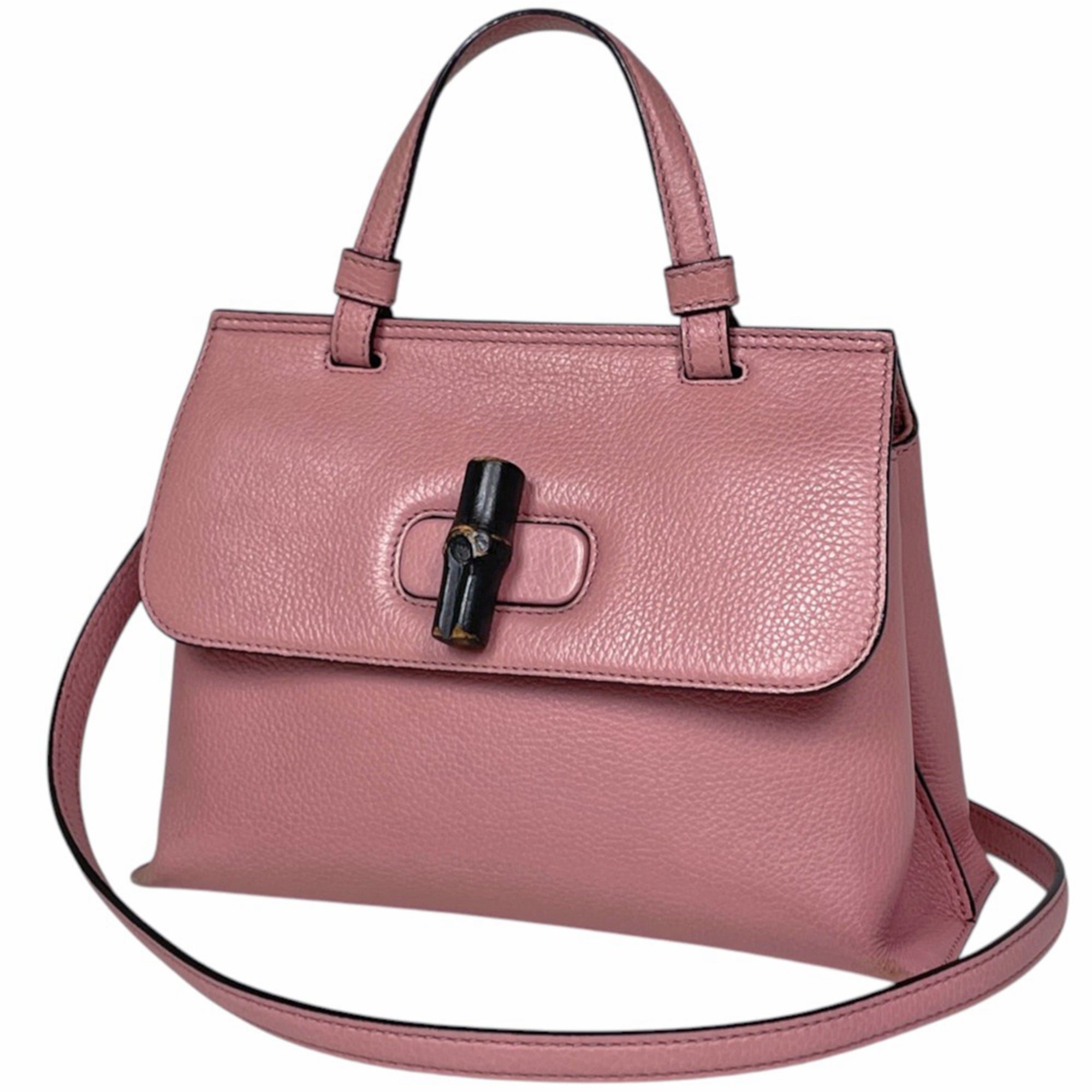 Gucci Pink Leather Handbag Shoulder Bag (Pre-Owned)