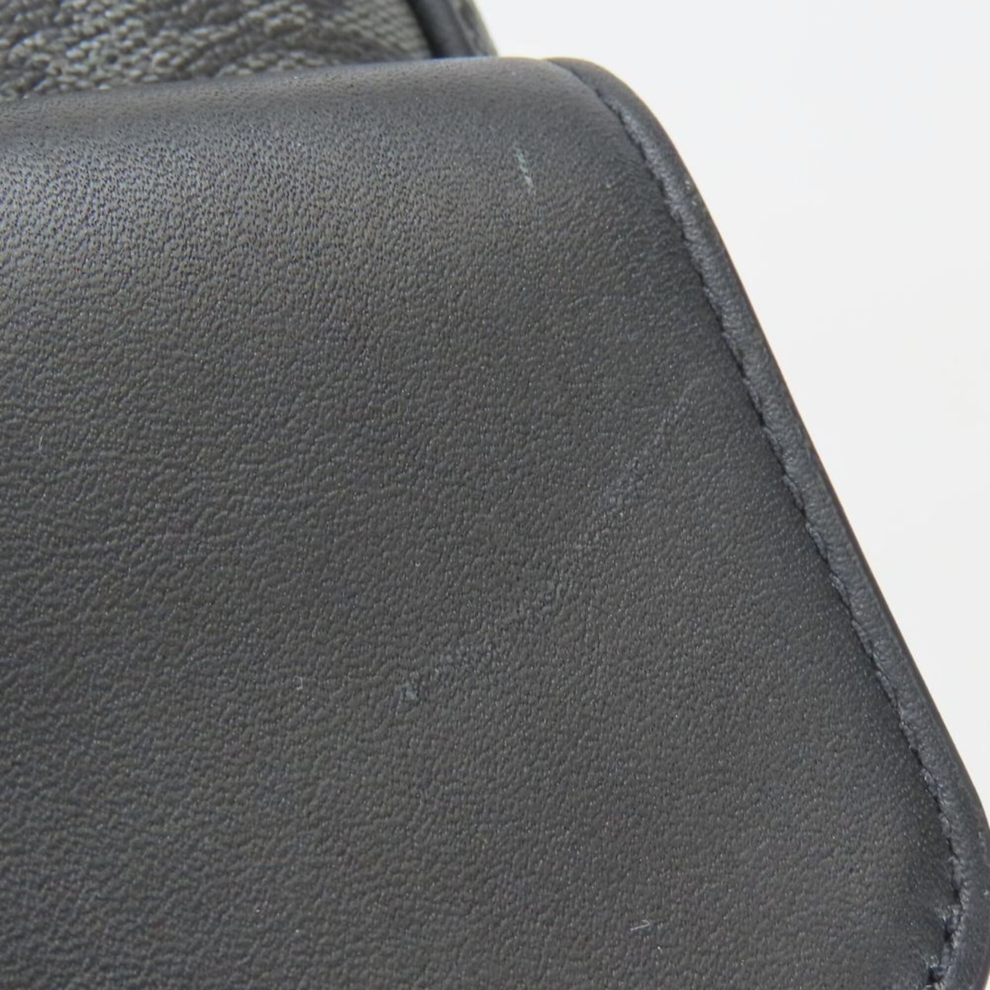 Coach Signature Black Gray Pvc Coated Canvas Leather Sling Bag (Pre-Owned)